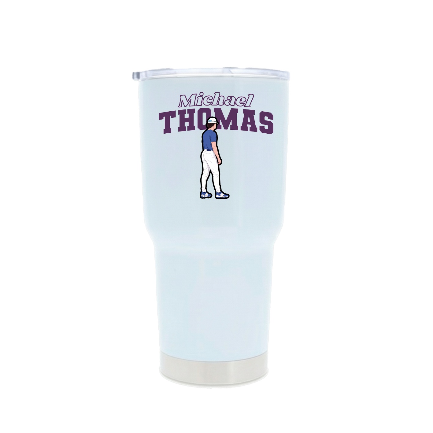 30oz Stainless Steel Tumbler — Name Arch in White