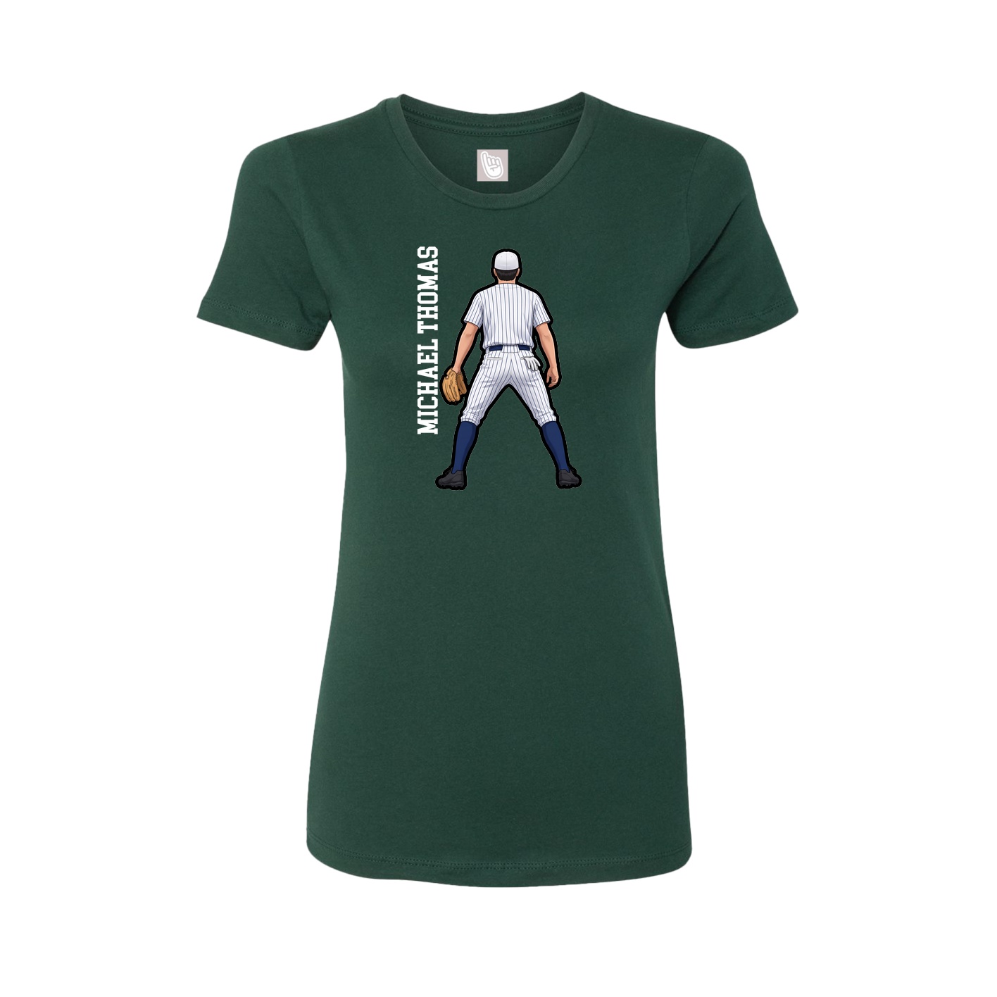 Fitted Women's Tee — Name Vertical in Green