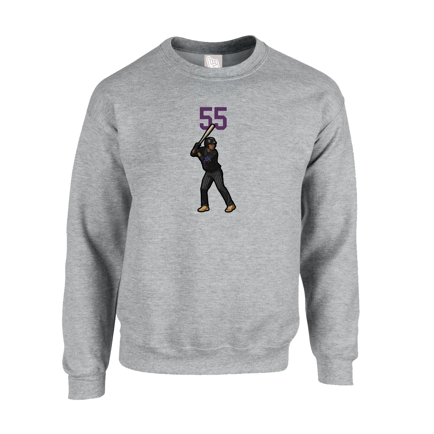 Fleece Crew — Number Top in Grey