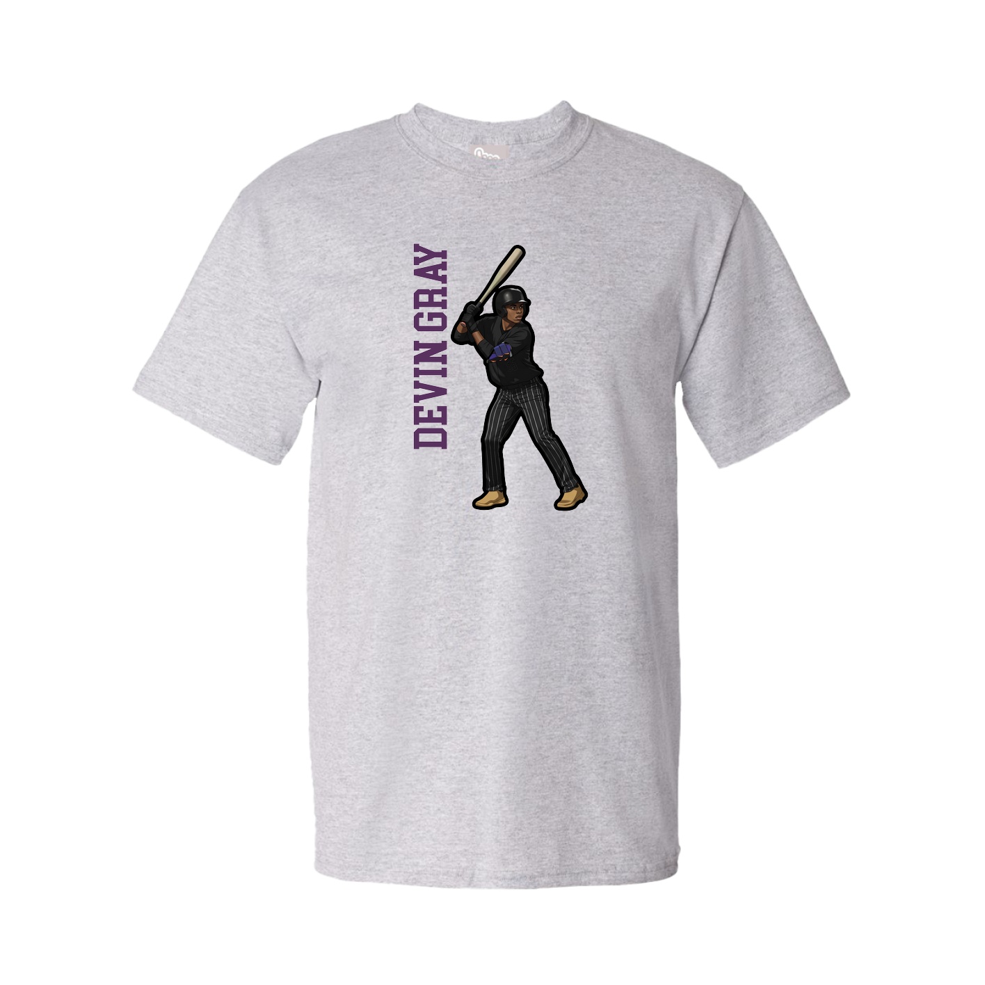 Youth Tee — Name Vertical in Grey