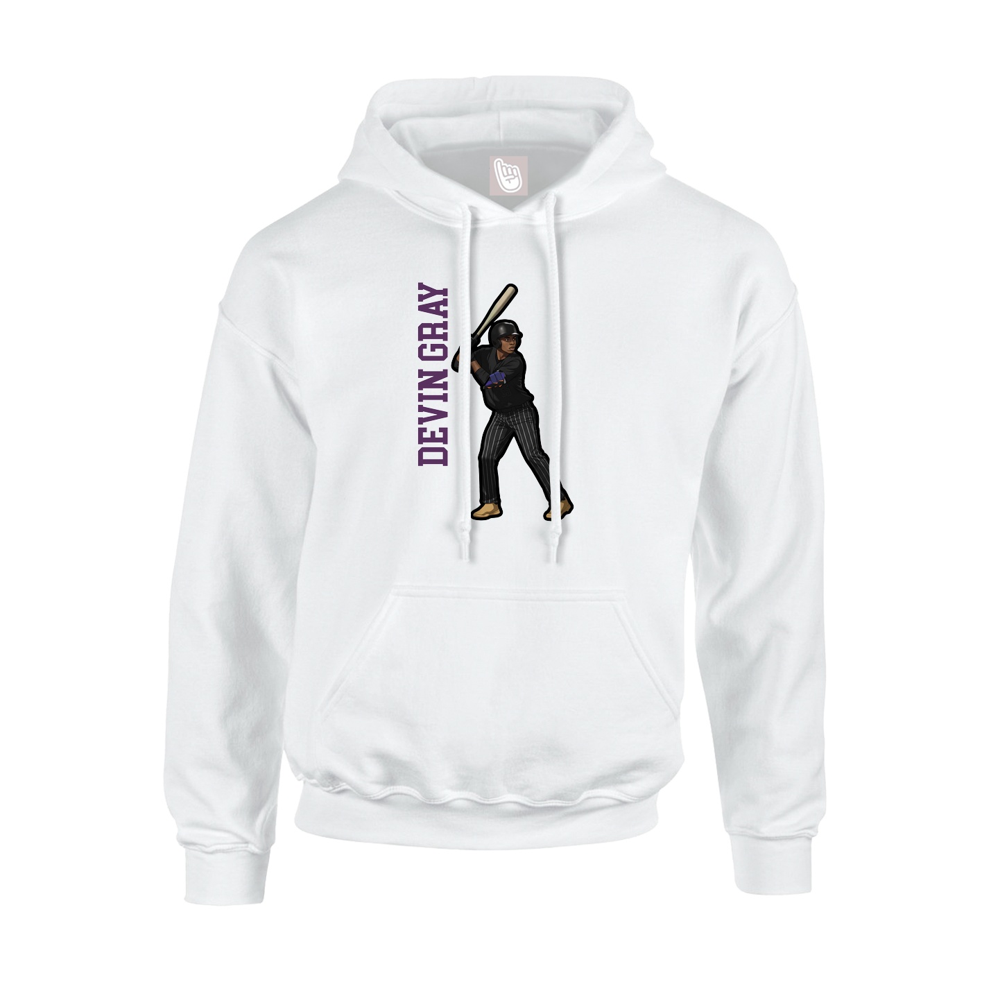 Youth Hoodie — Name Vertical in White