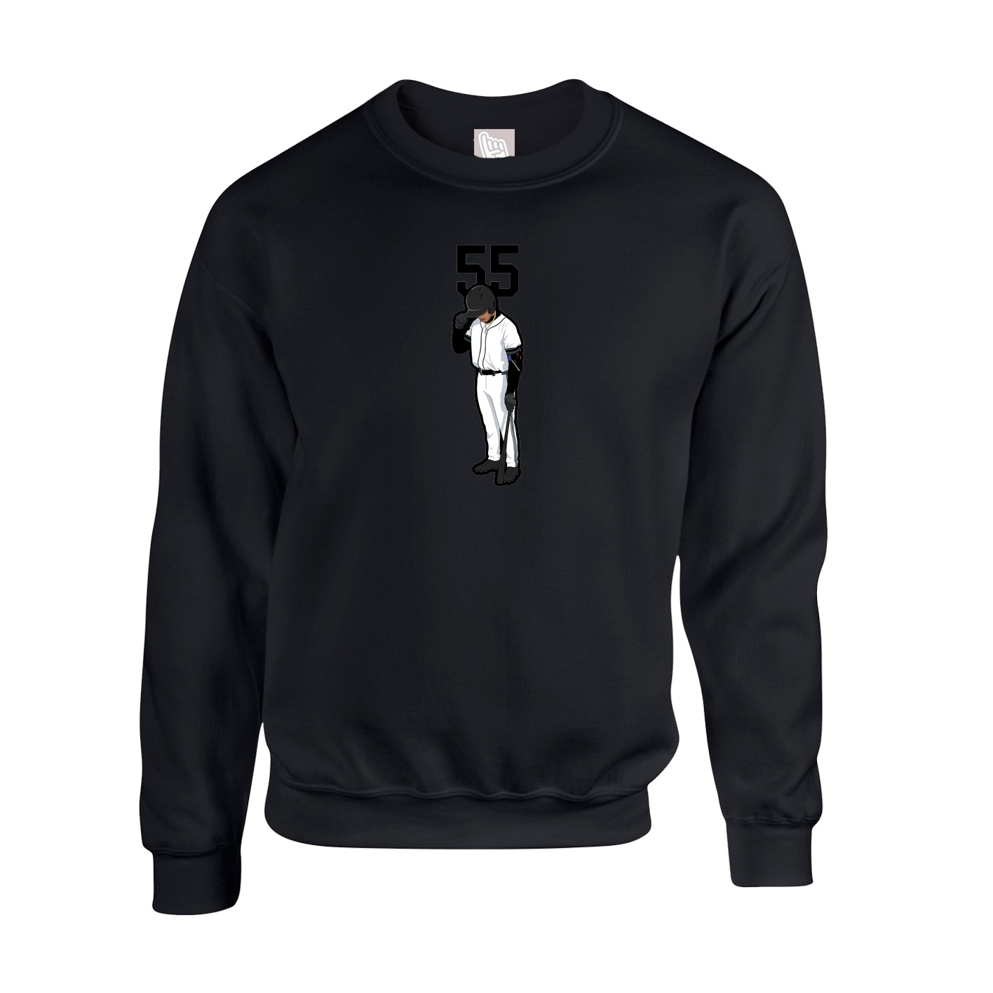 Fleece Crew — Number Top in Black