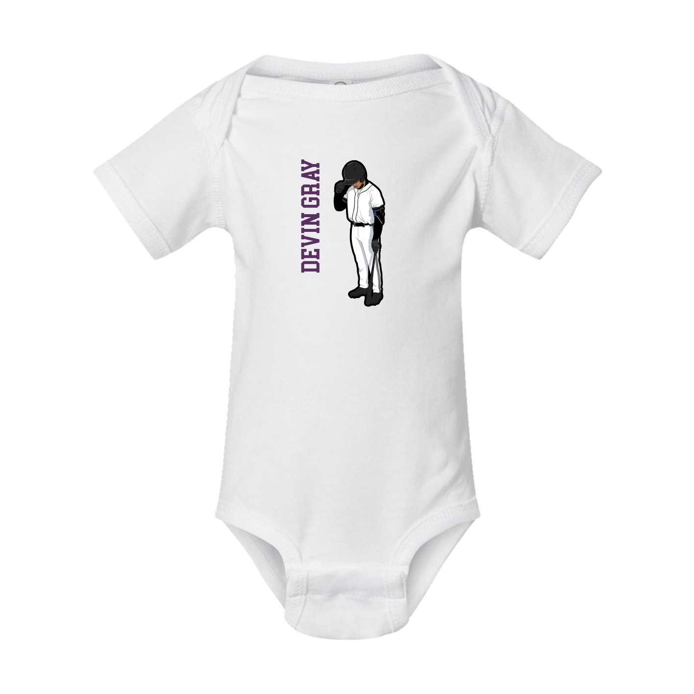 Baby Onesie — Name Vertical in White