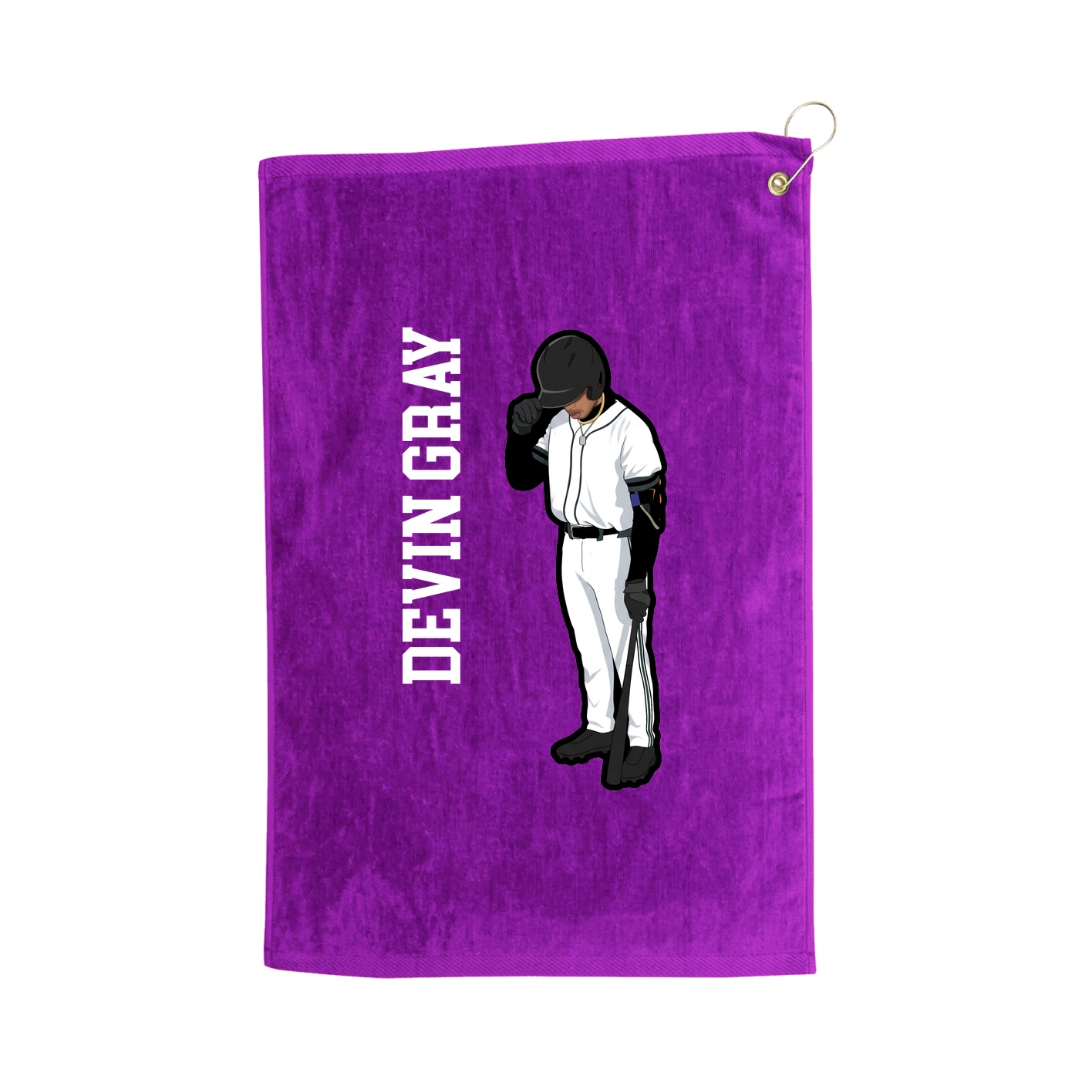 Golf Towel — Name Vertical in Purple