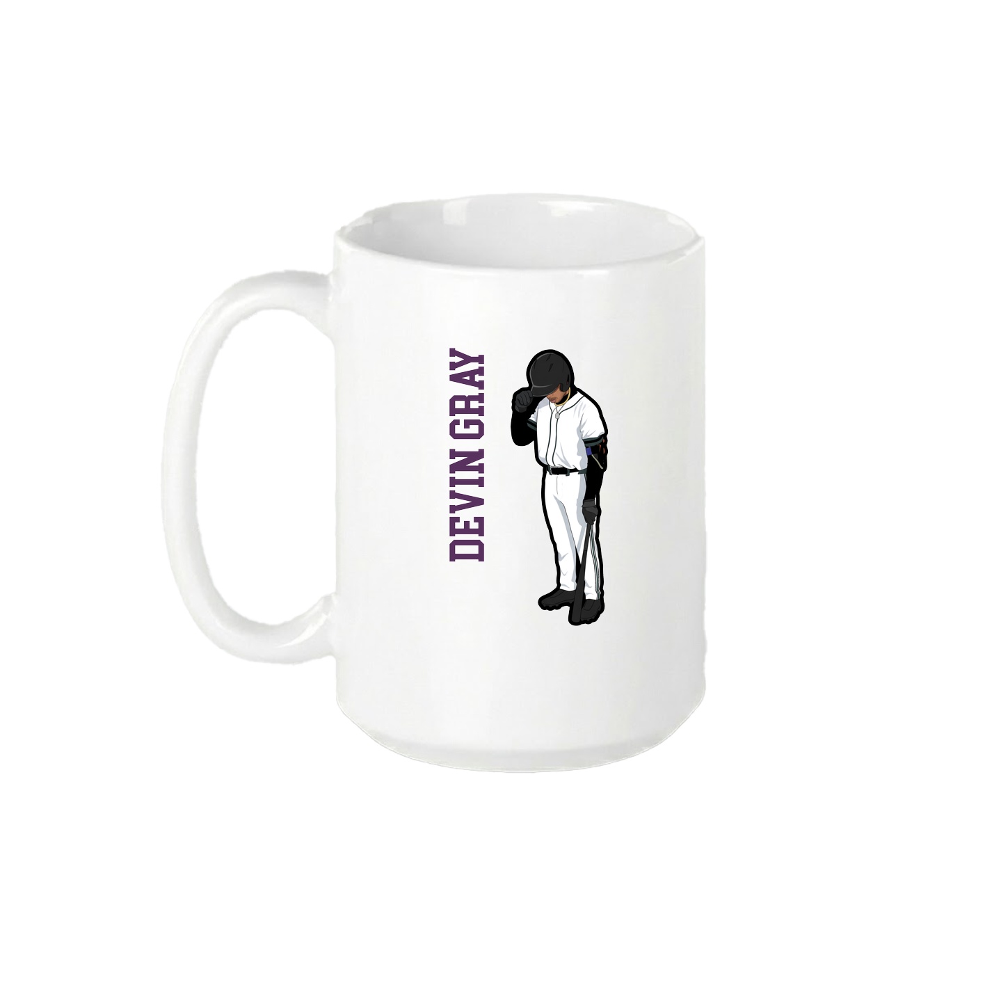 15oz Coffee Mug — Name Vertical in White
