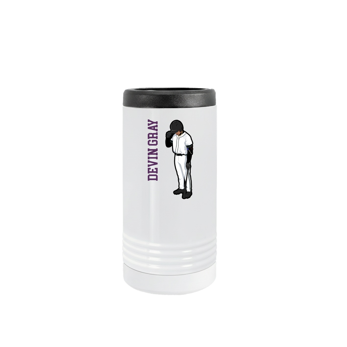Slim Beverage Holder — Name Vertical in White