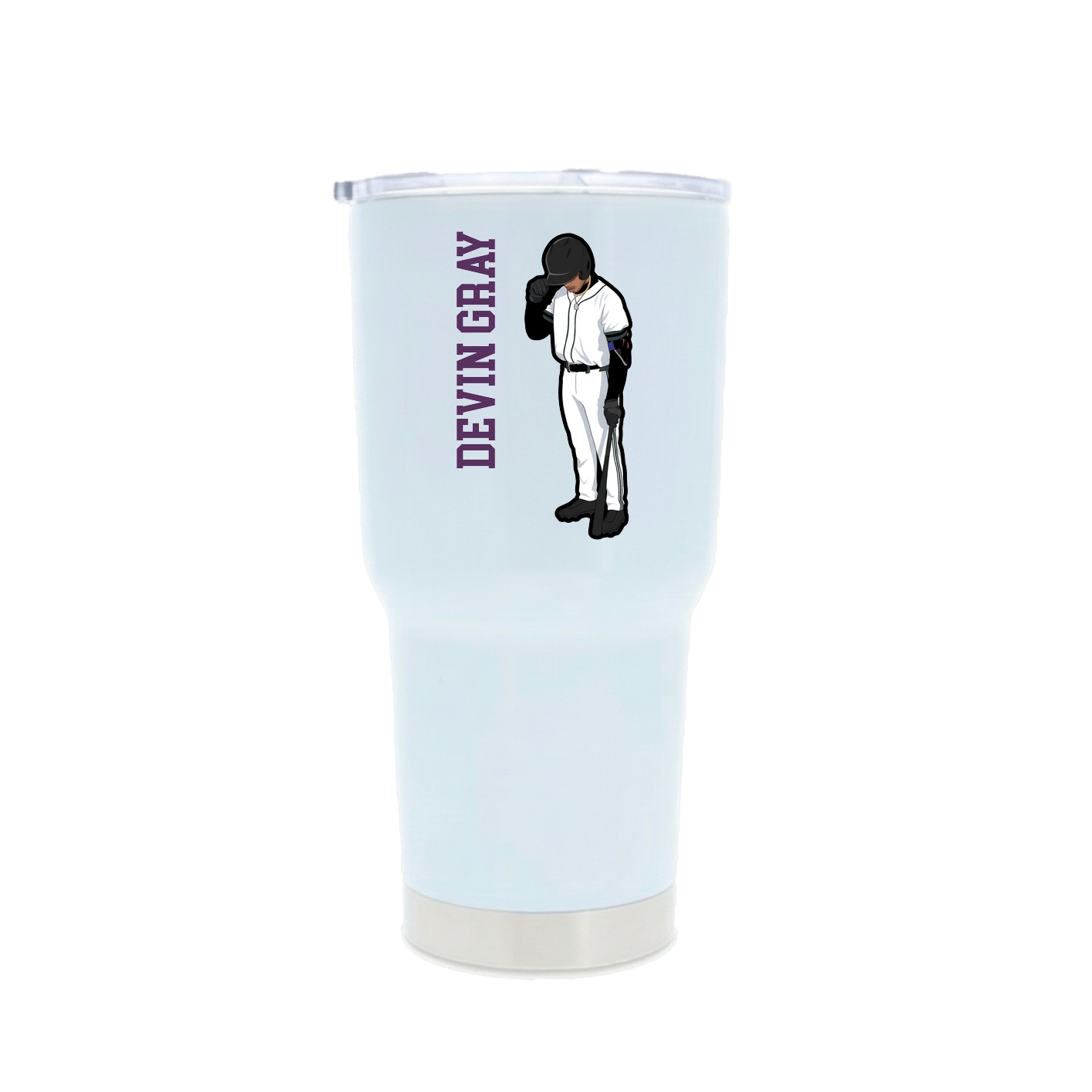 30oz Stainless Steel Tumbler — Name Vertical in White