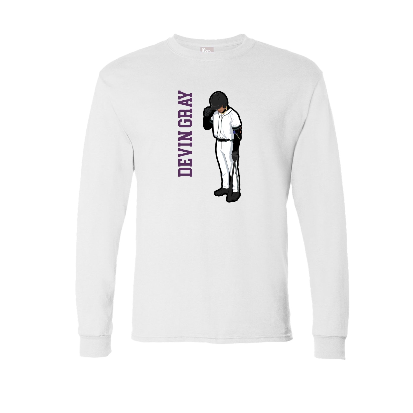 Long Sleeve Tee — Name Vertical in White