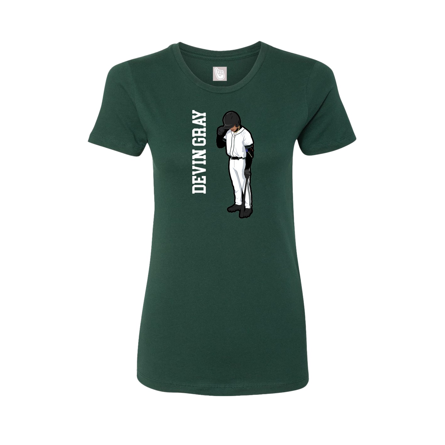 Fitted Women's Tee — Name Vertical in Green