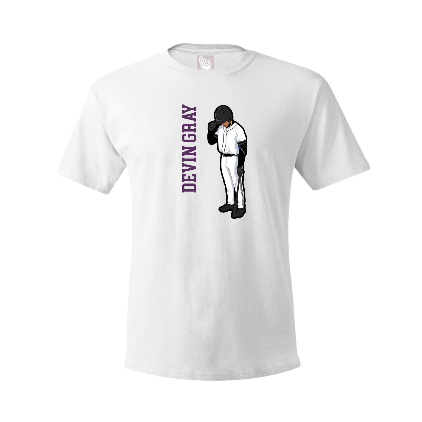 Youth Tee — Name Vertical in White