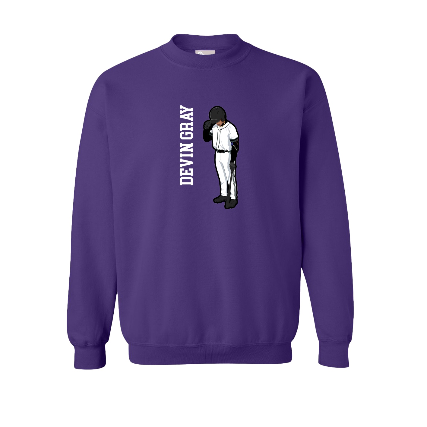 Fleece Crew — Name Vertical in Purple