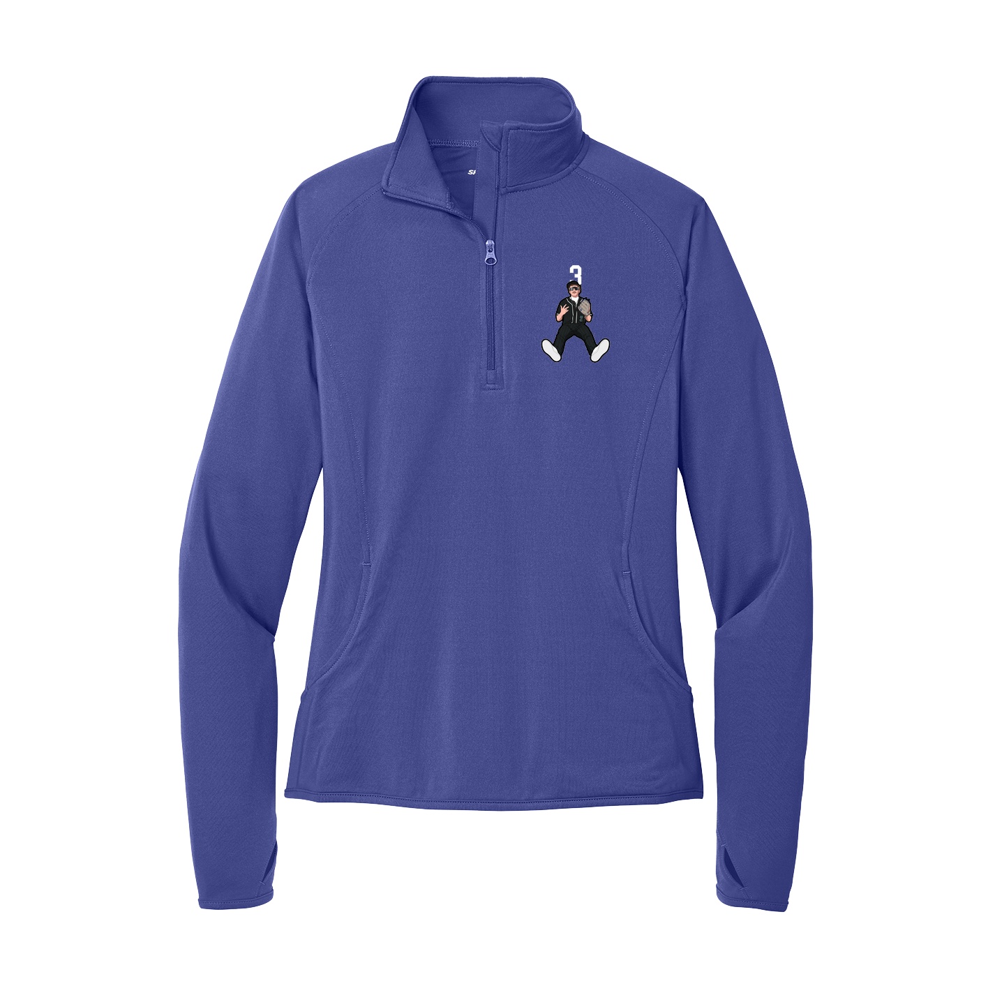 Women's Q-Zip Pullover — Number Top in Purple