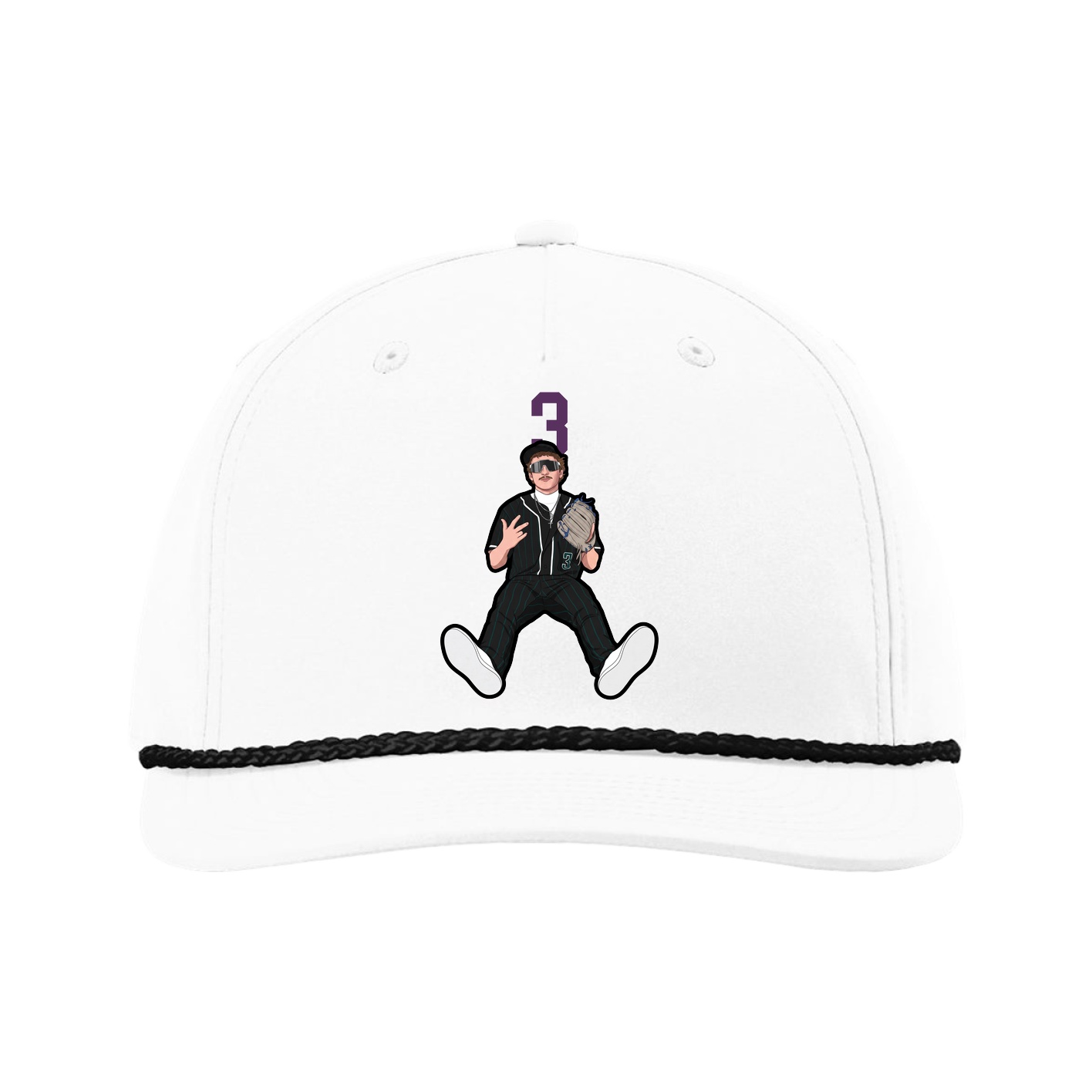 Five-Panel Classic Rope Cap — Number Top in White