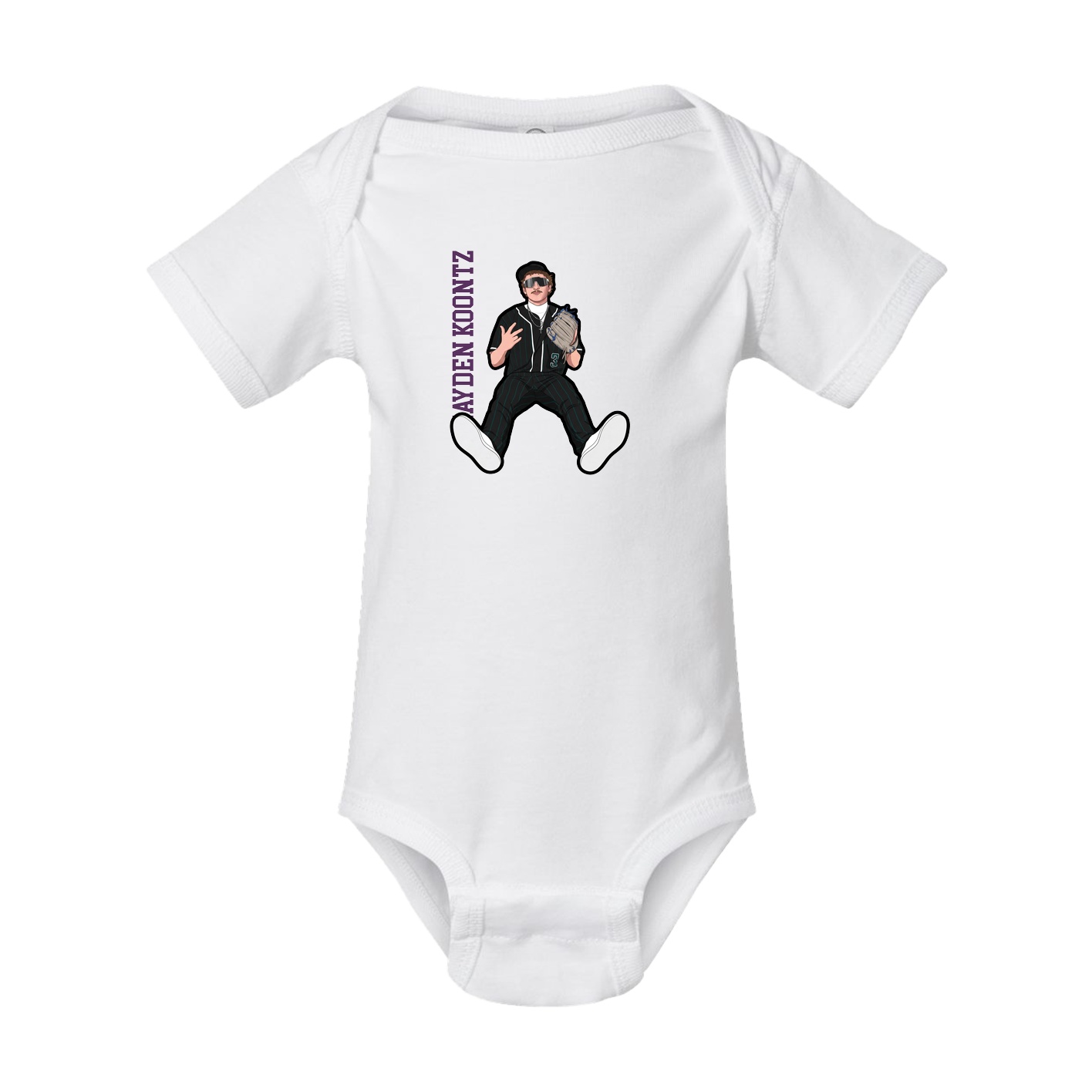 Baby Onesie — Name Vertical in White