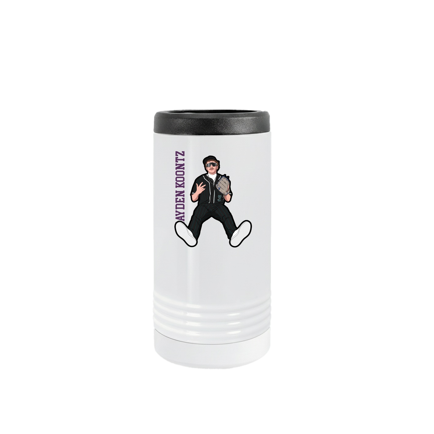 Slim Beverage Holder — Name Vertical in White