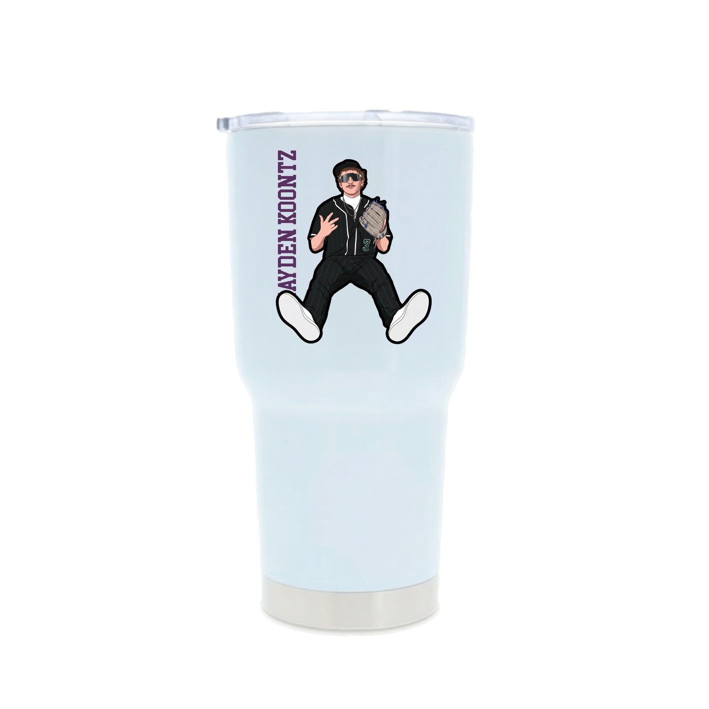 30oz Stainless Steel Tumbler — Name Vertical in White