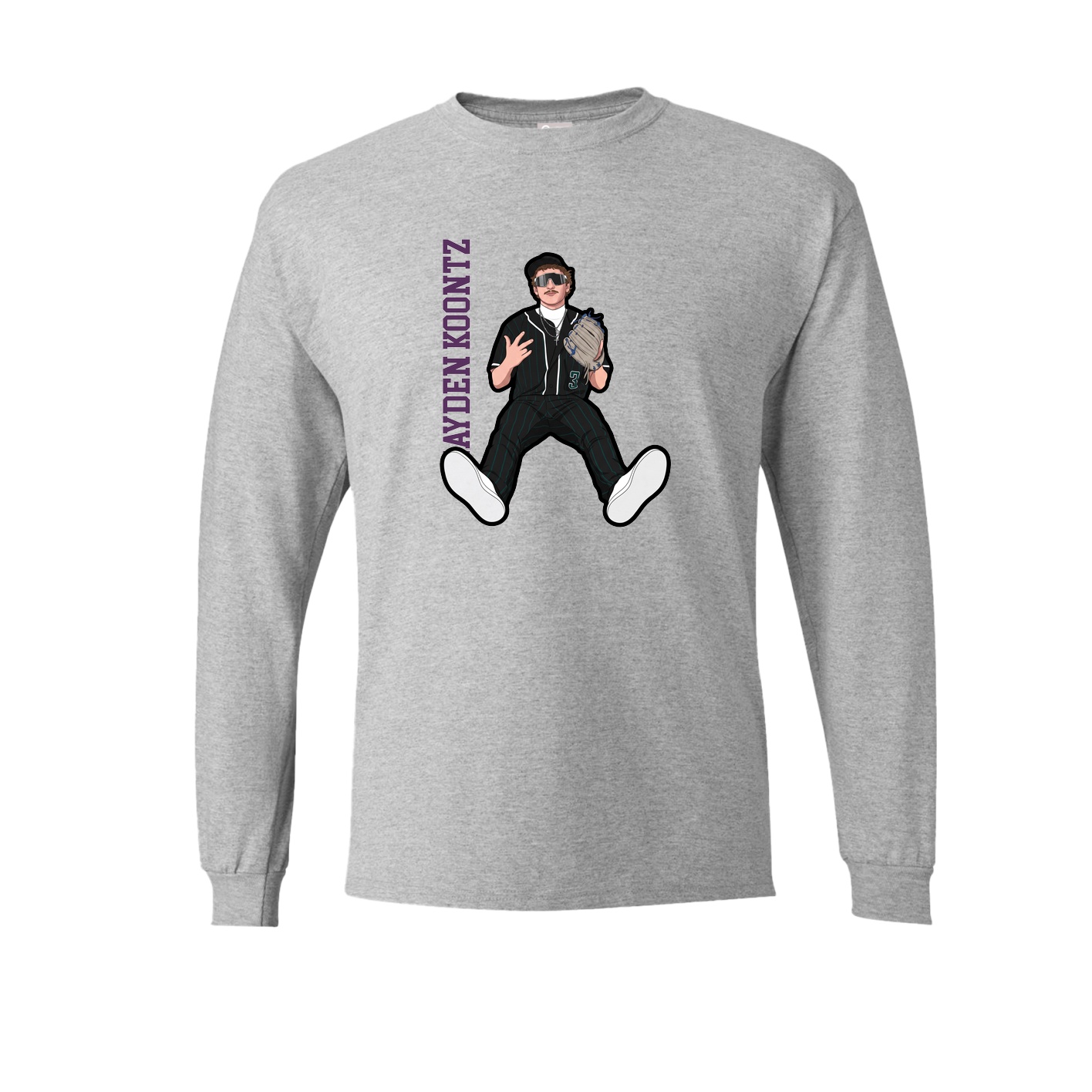 Long Sleeve Tee — Name Vertical in Grey