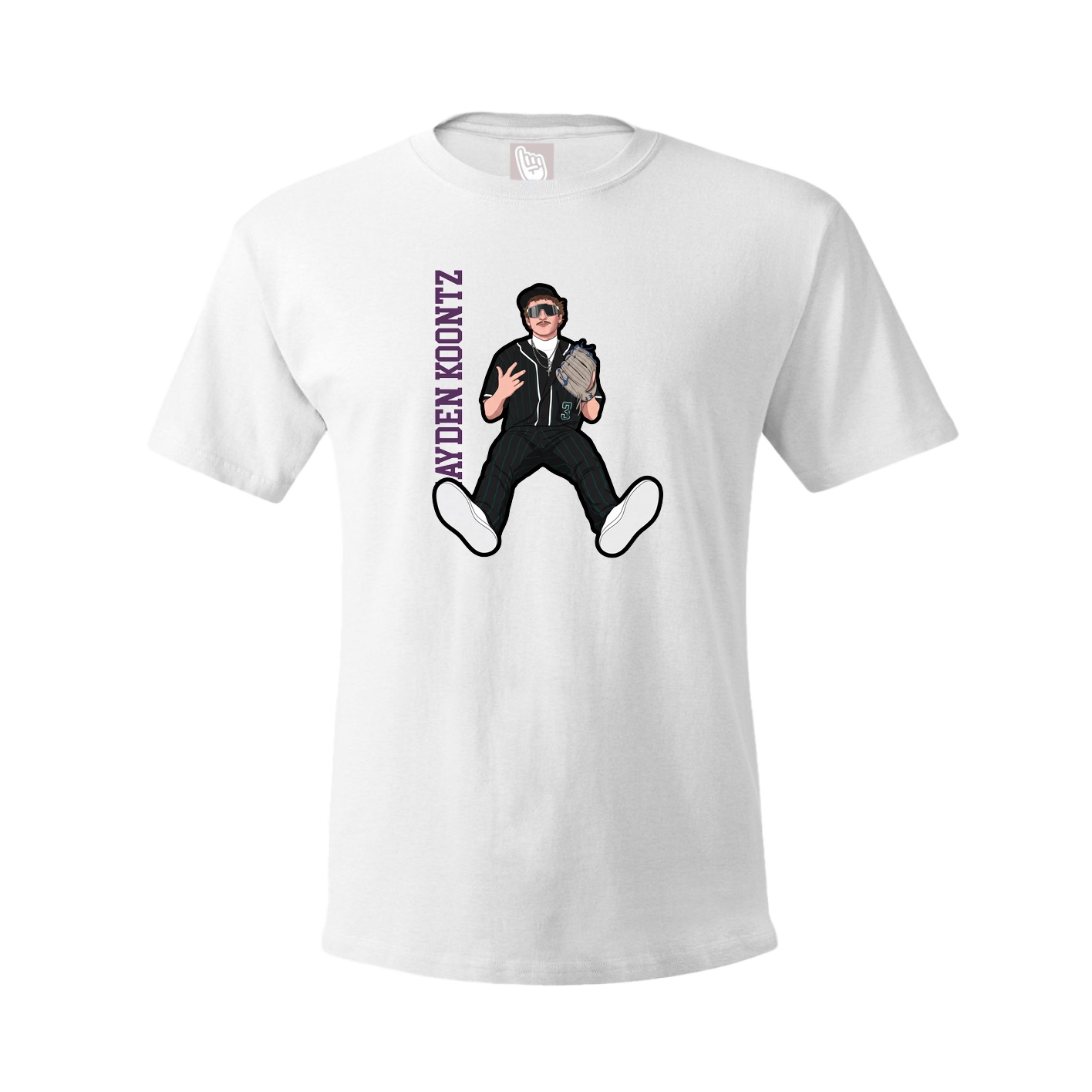 Youth Tee — Name Vertical in White