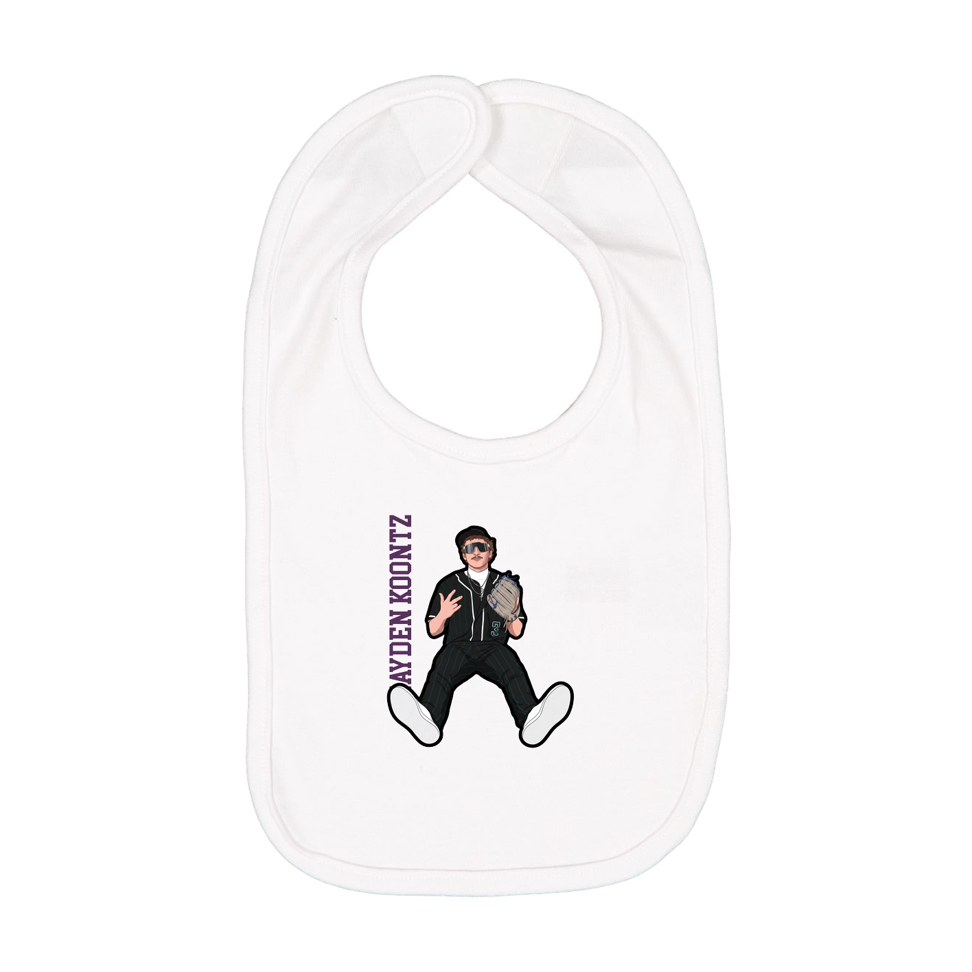 Infant Bib — Name Vertical in White