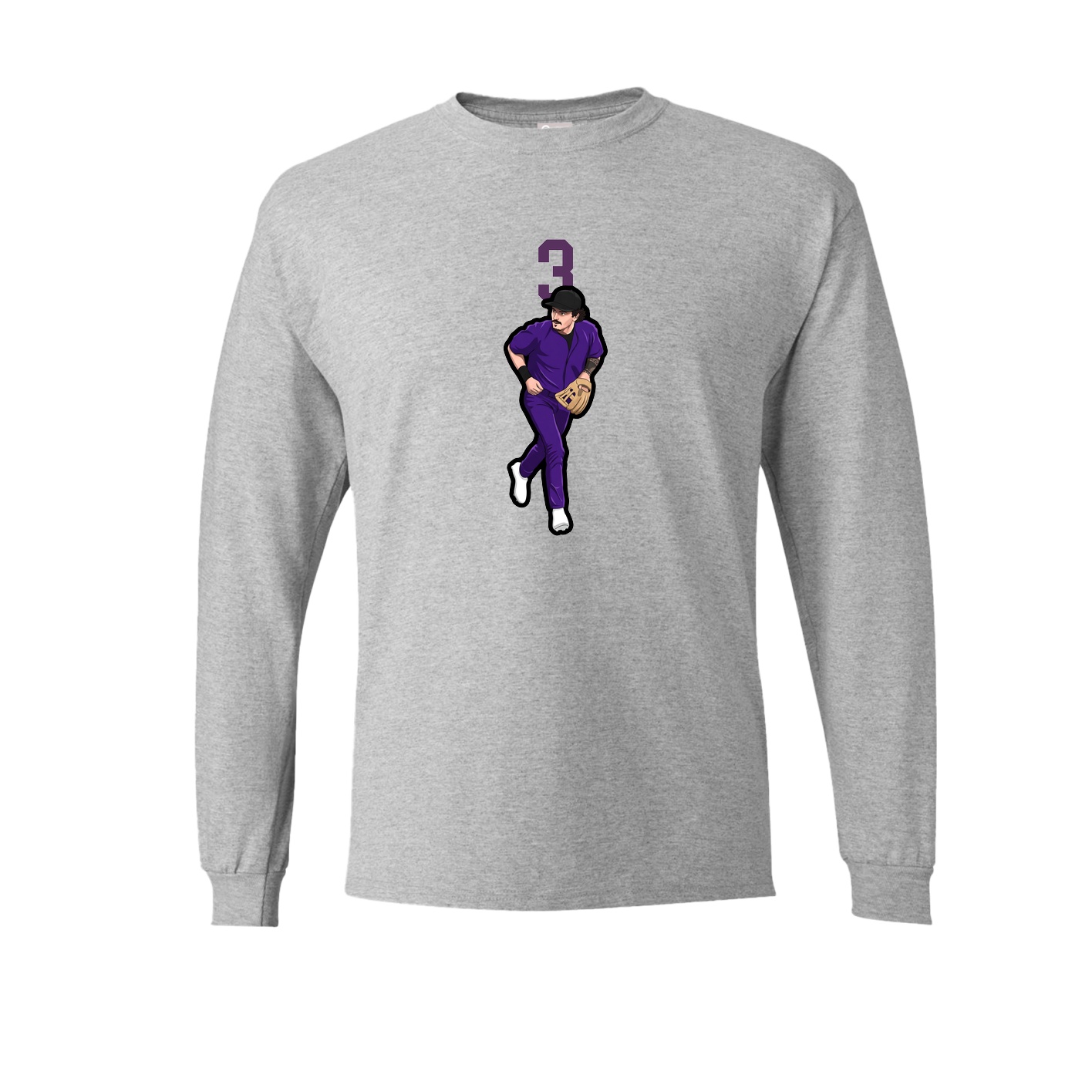 Long Sleeve Tee — Number Top in Grey