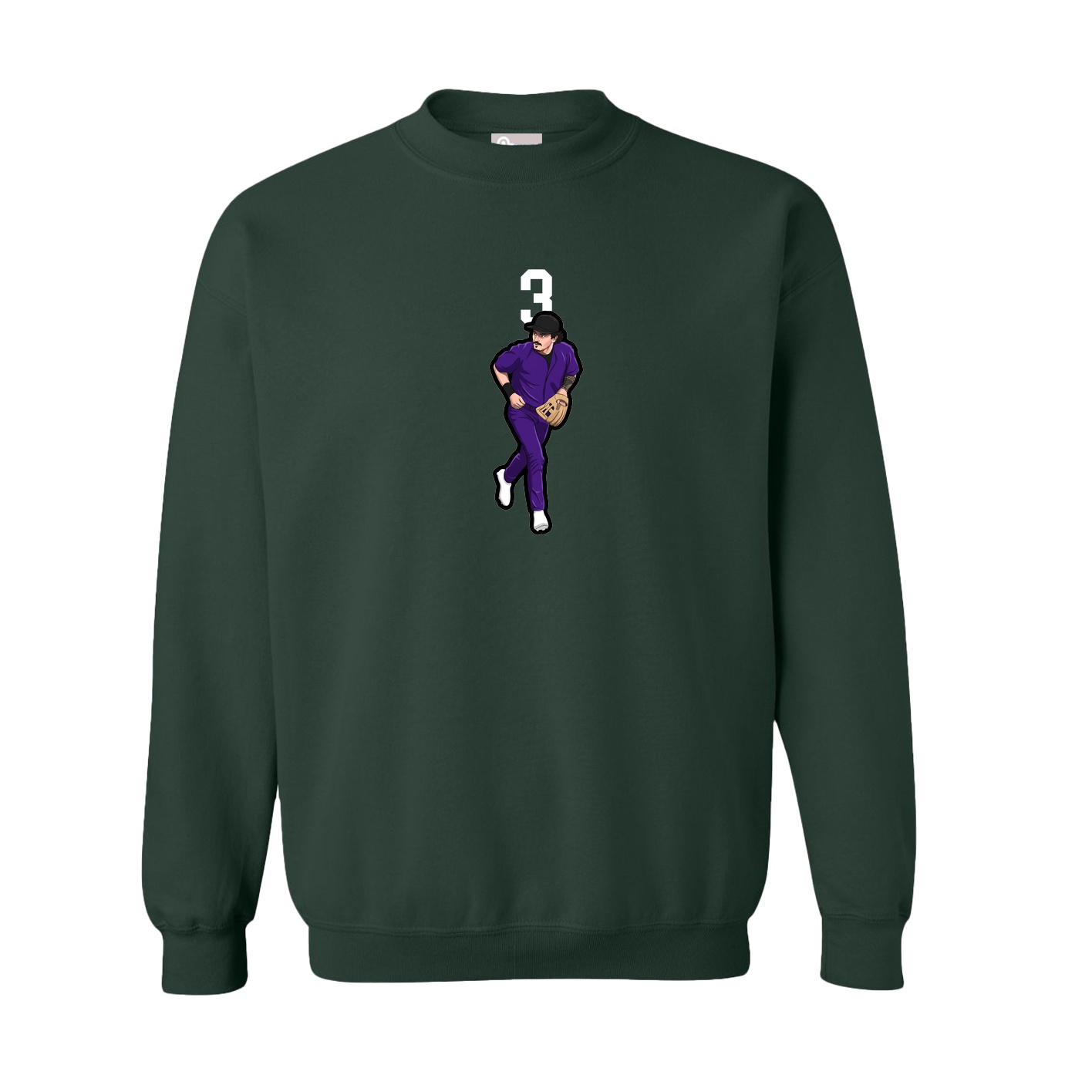 Fleece Crew — Number Top in Green