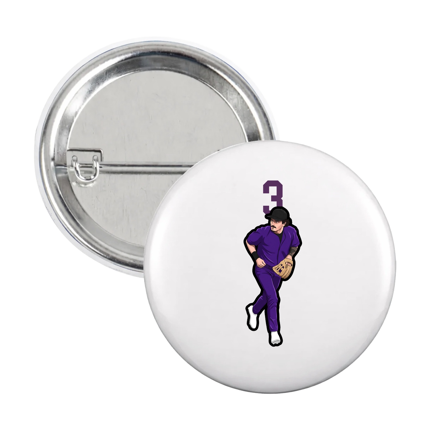 Game Day Button — Number Top in White