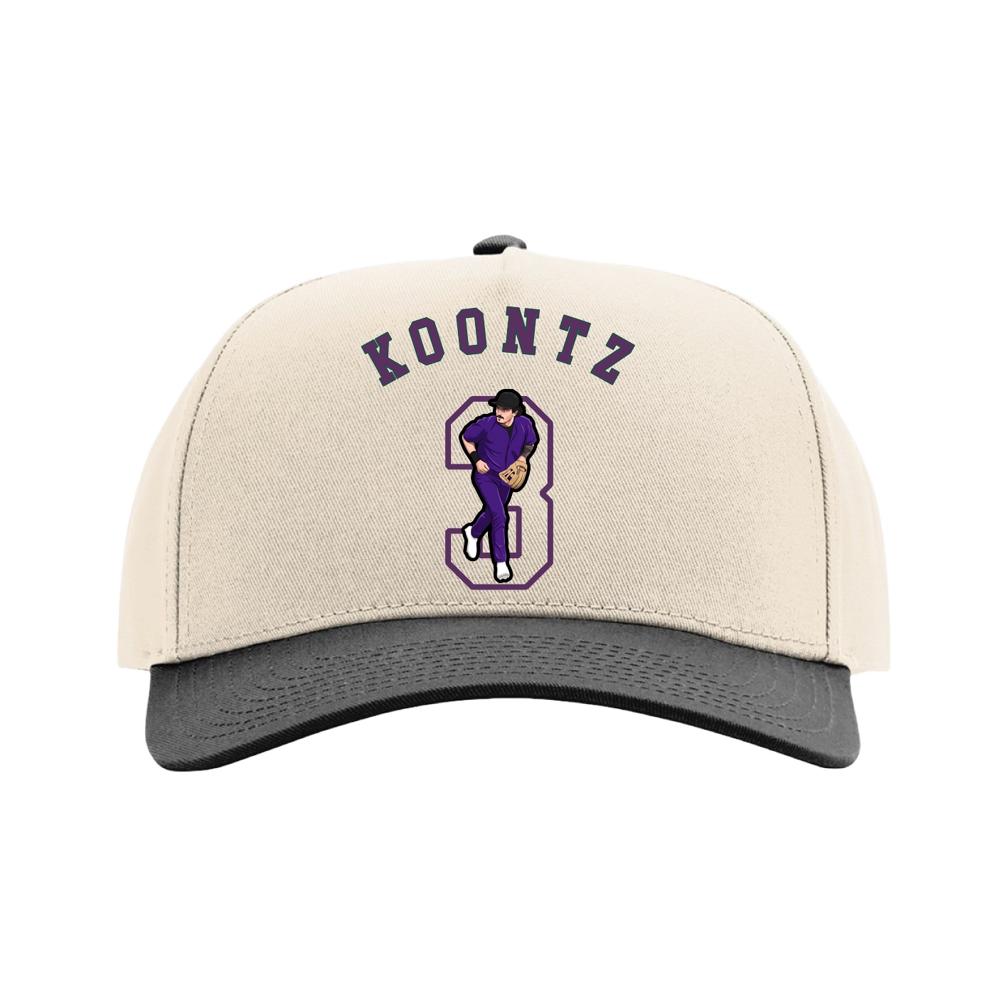 Full Fabric Five-Panel Champ Cap — Shirsey Arch in Cream/Black