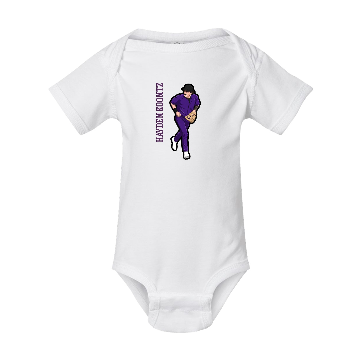 Baby Onesie — Name Vertical in White