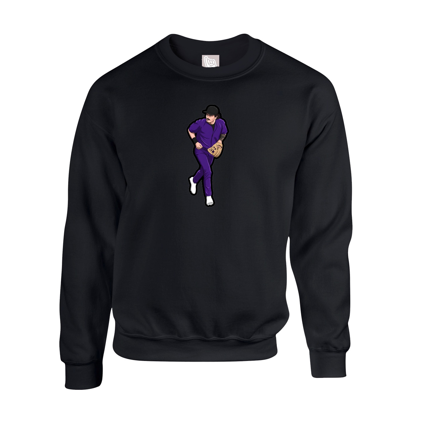 Fleece Crew — Name Vertical in Black