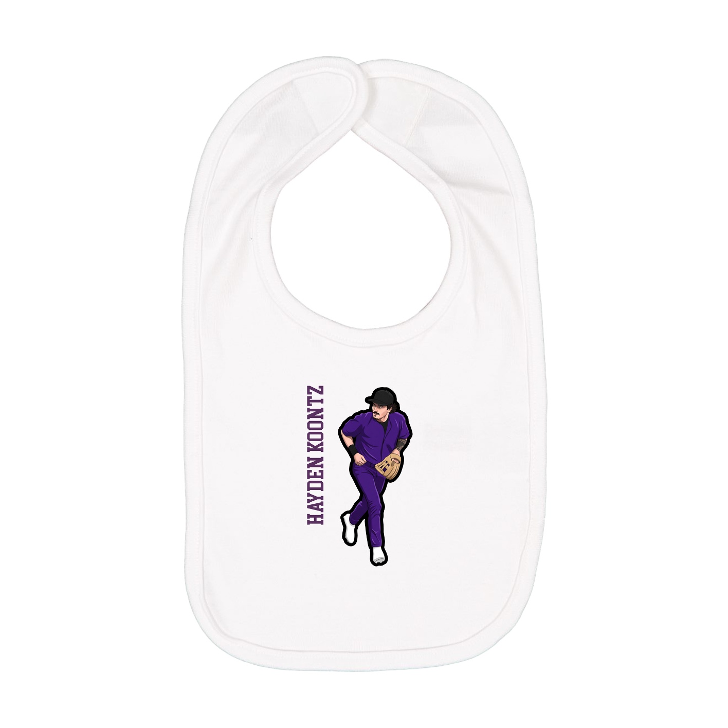 Infant Bib — Name Vertical in White