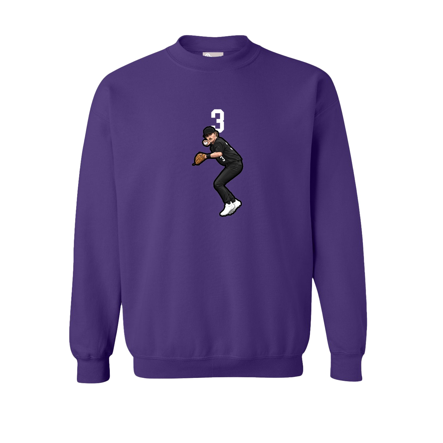 Fleece Crew — Number Top in Purple