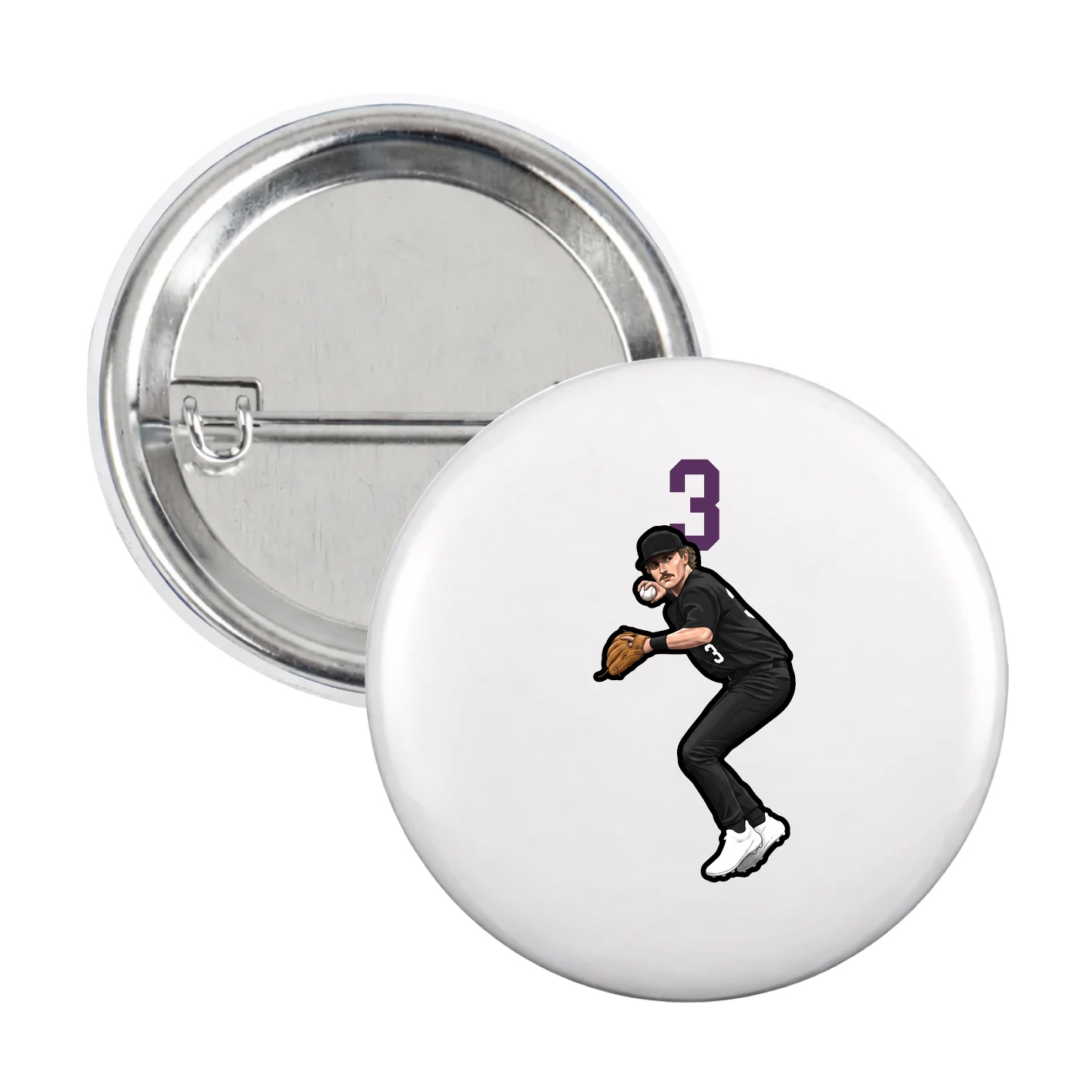 Game Day Button — Number Top in White