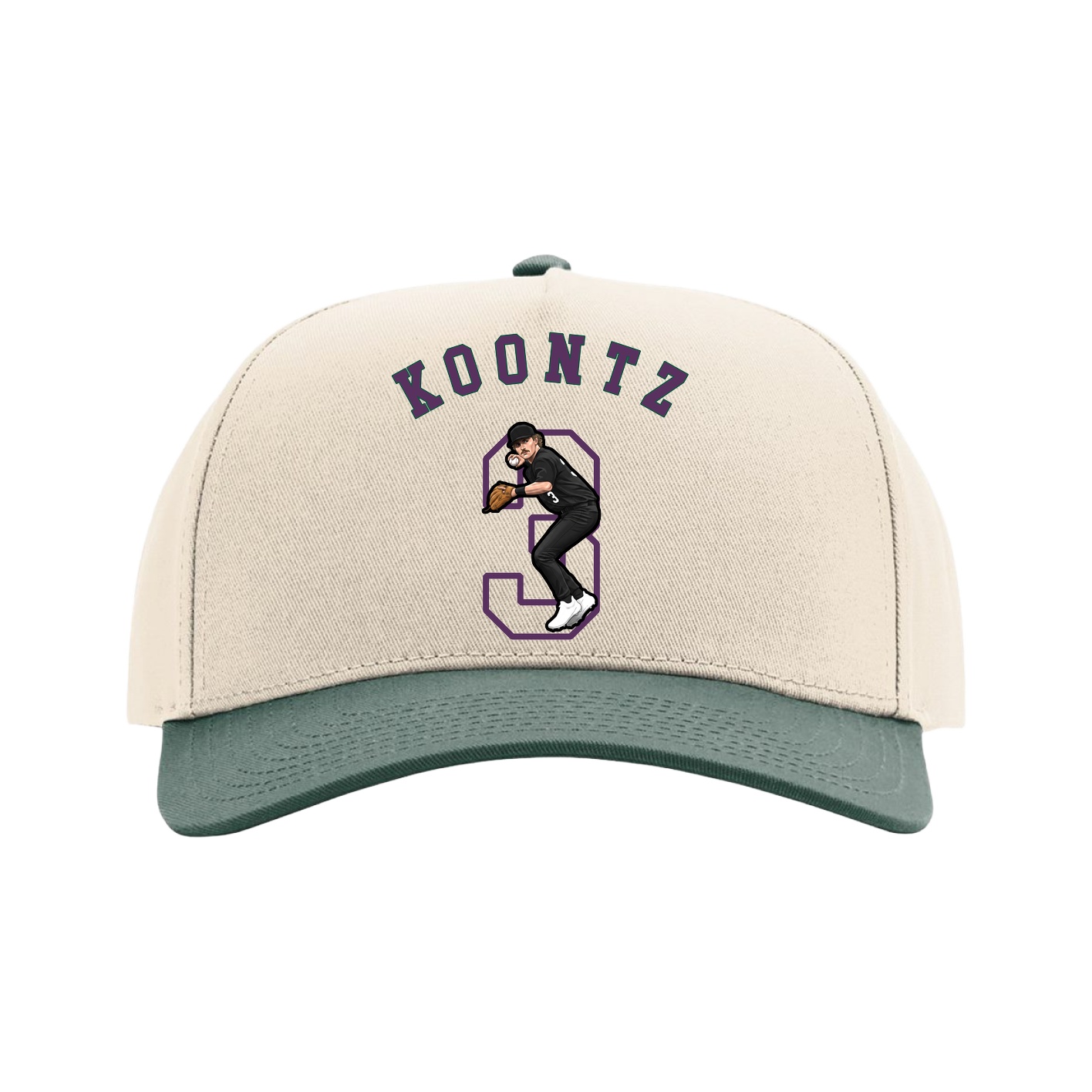 Full Fabric Five-Panel Champ Cap — Shirsey Arch in Cream/Green