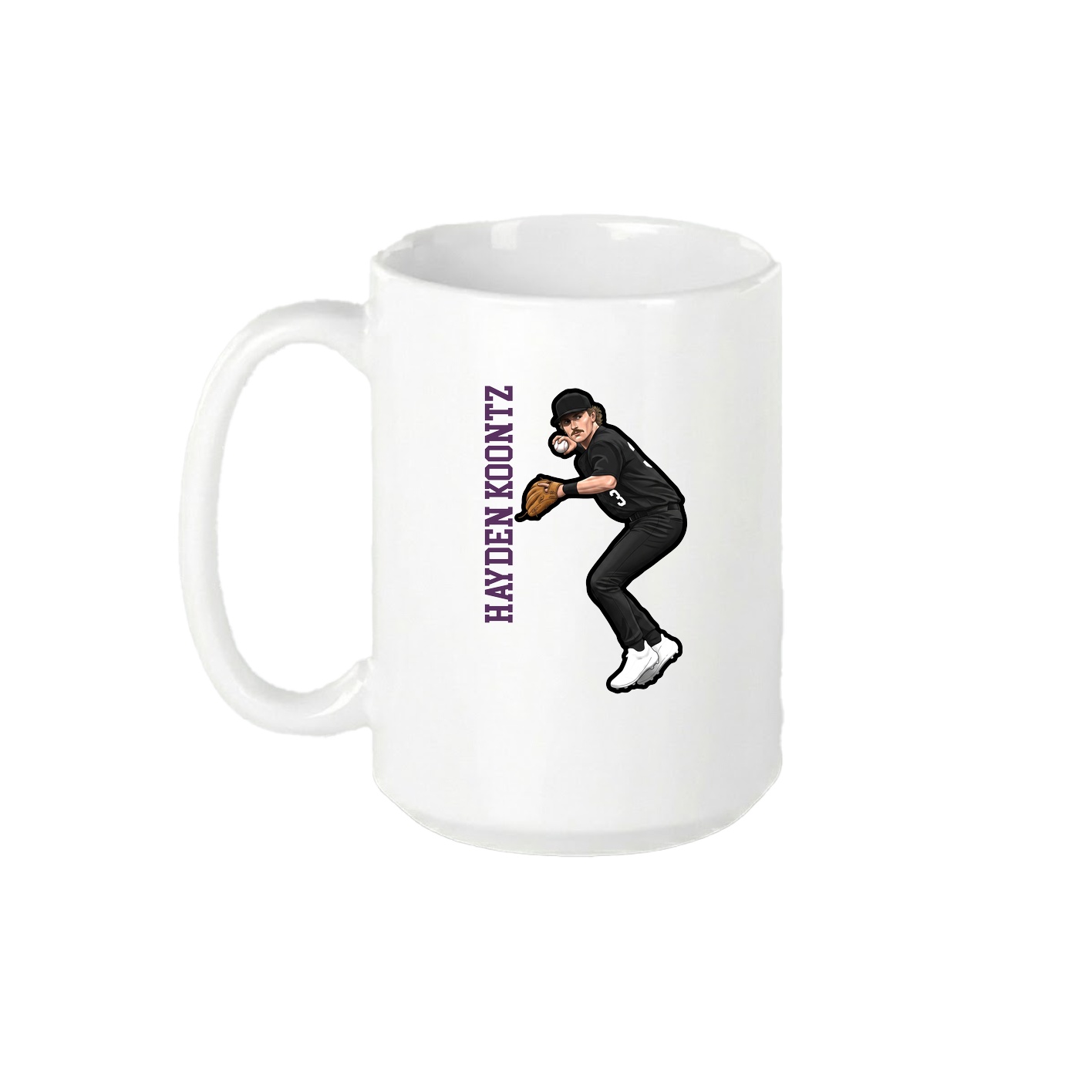15oz Coffee Mug — Name Vertical in White
