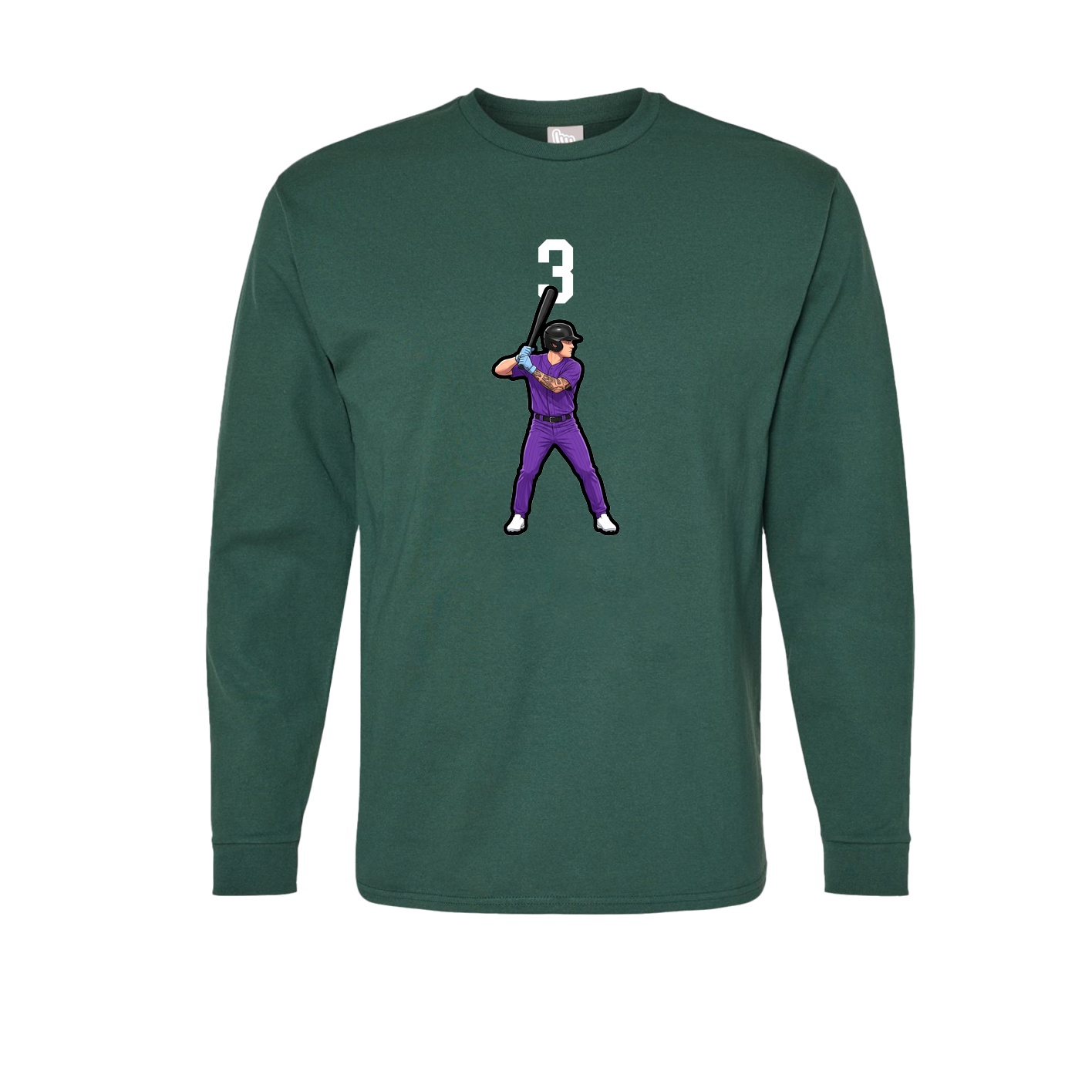 Long Sleeve Tee — Number Top in Green