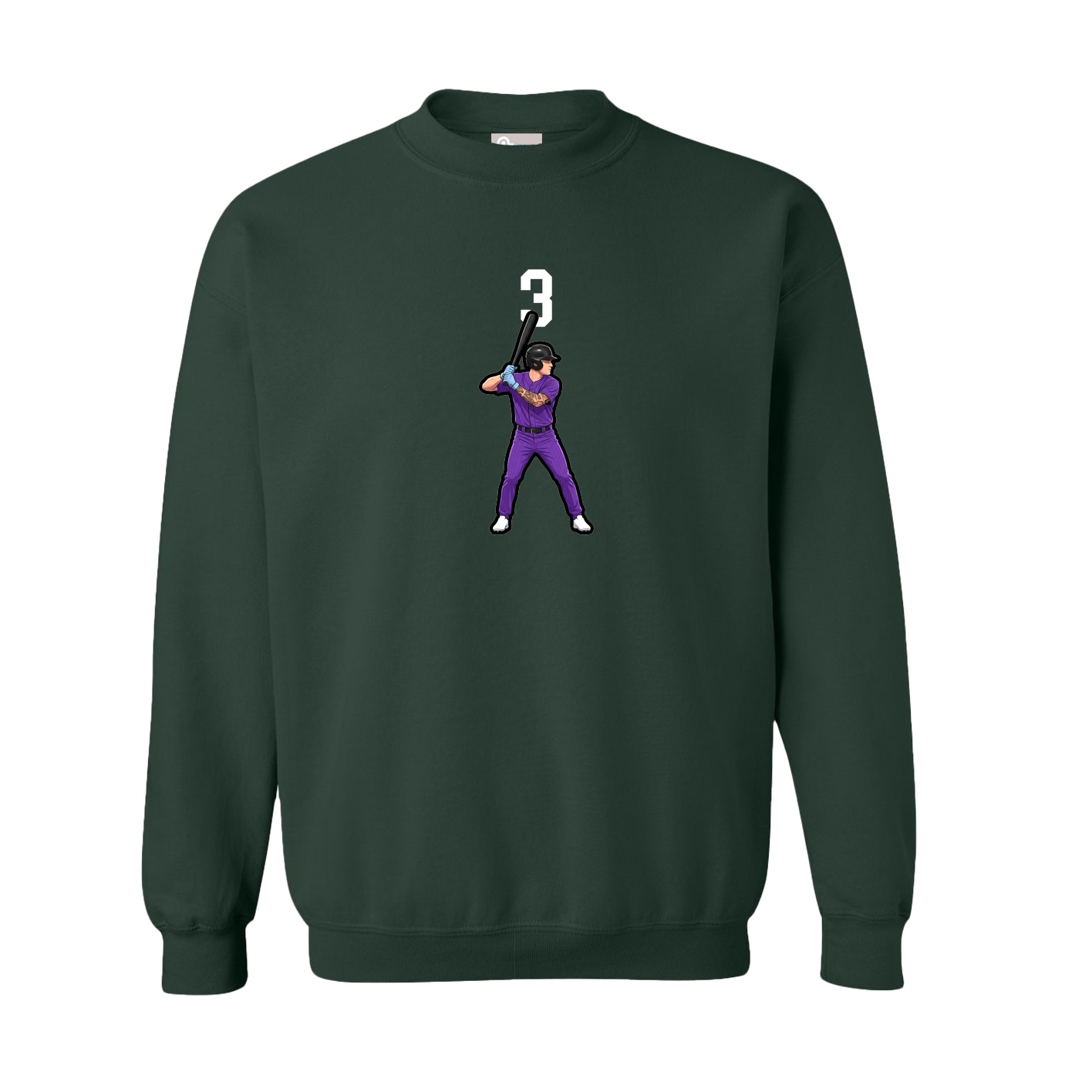 Fleece Crew — Number Top in Green