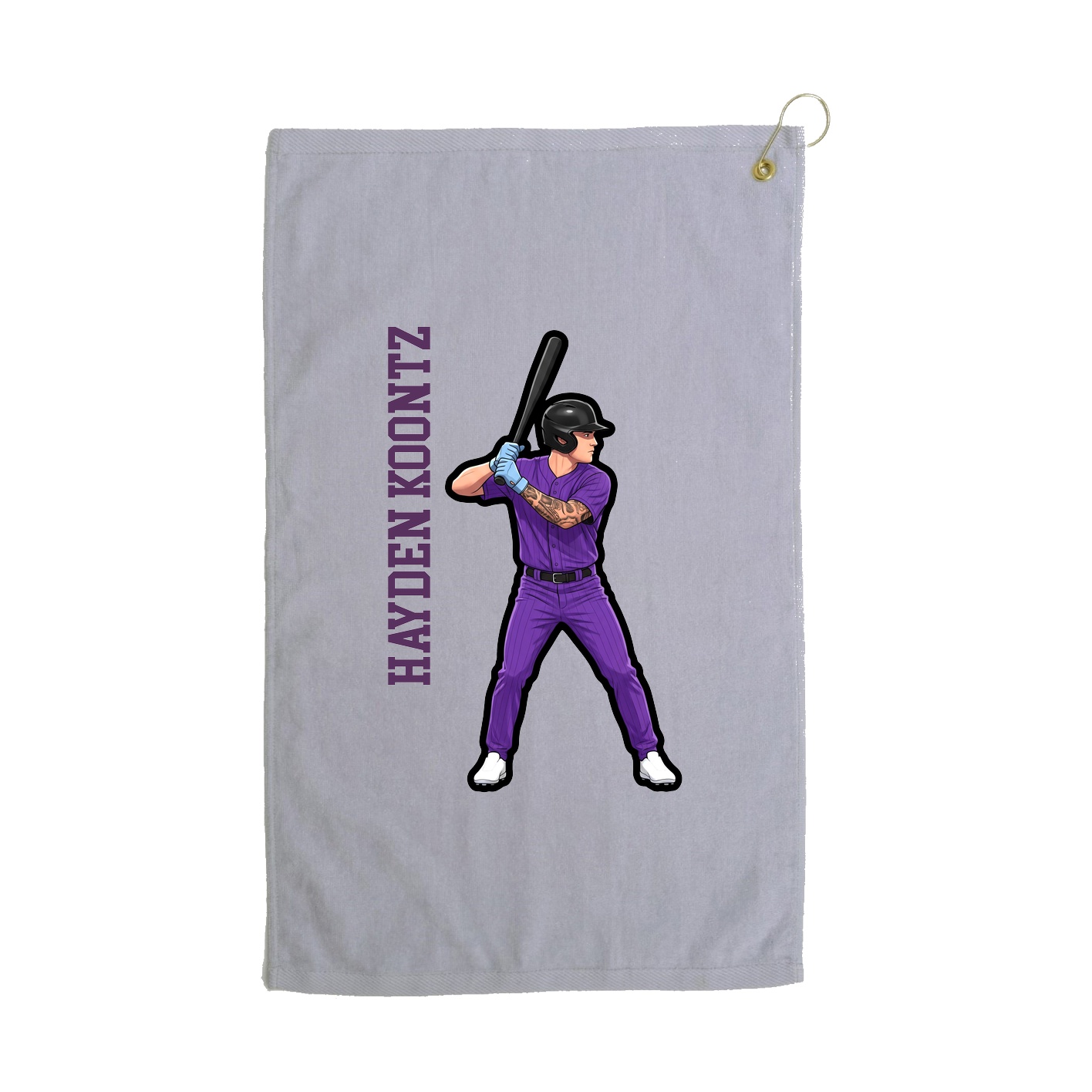Golf Towel — Name Vertical in Grey