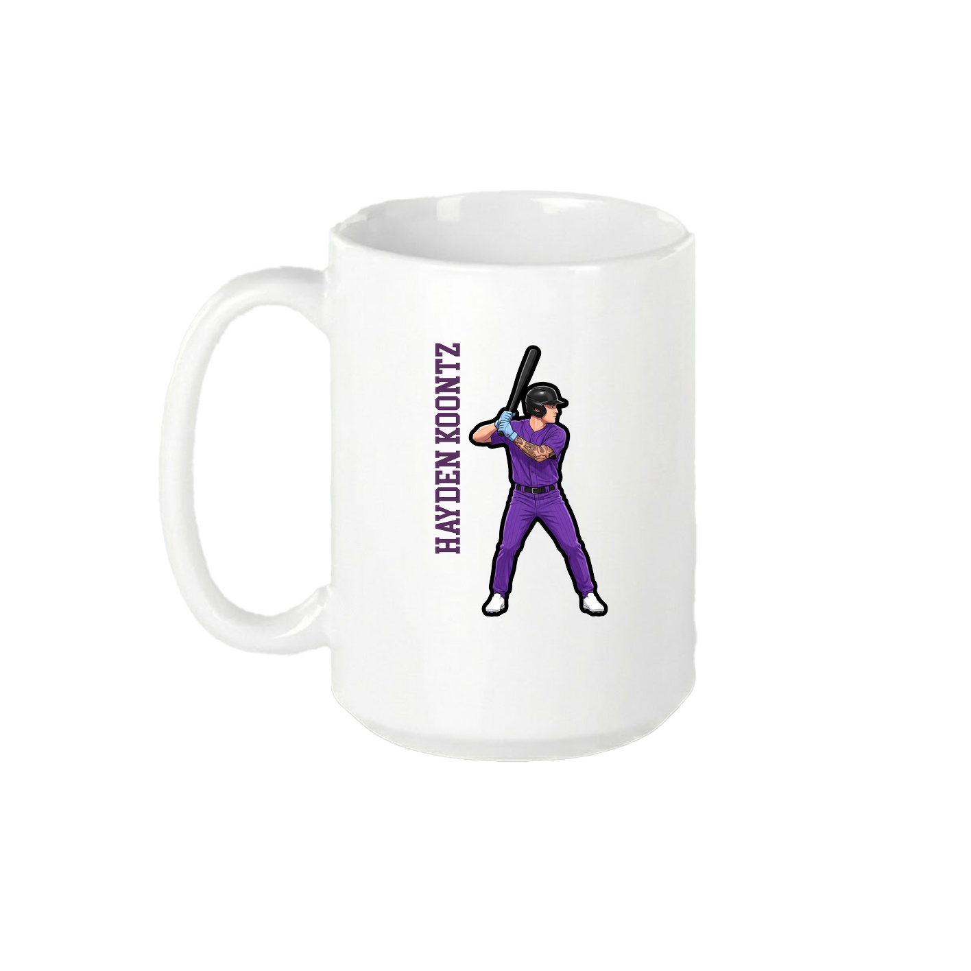 15oz Coffee Mug — Name Vertical in White
