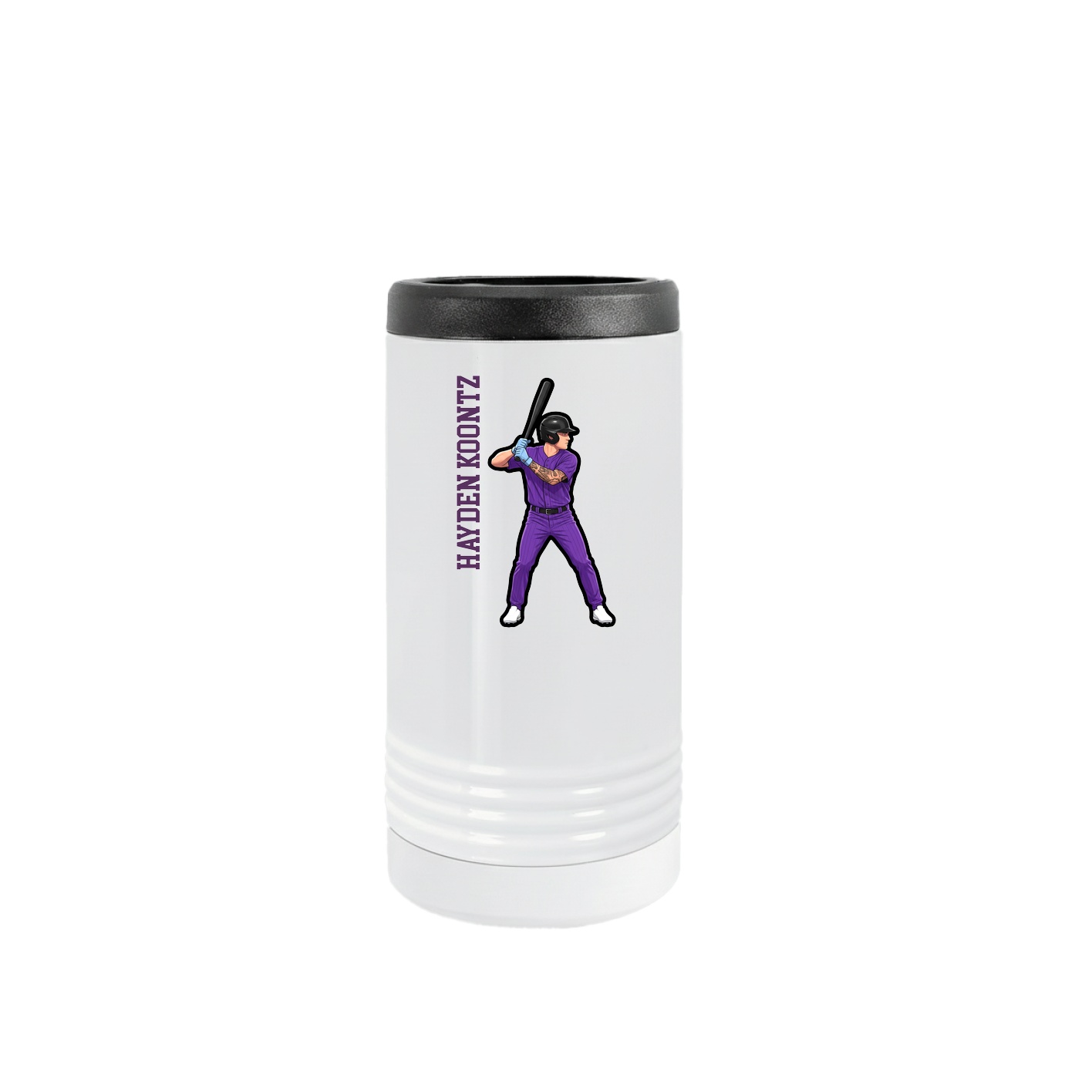 Slim Beverage Holder — Name Vertical in White