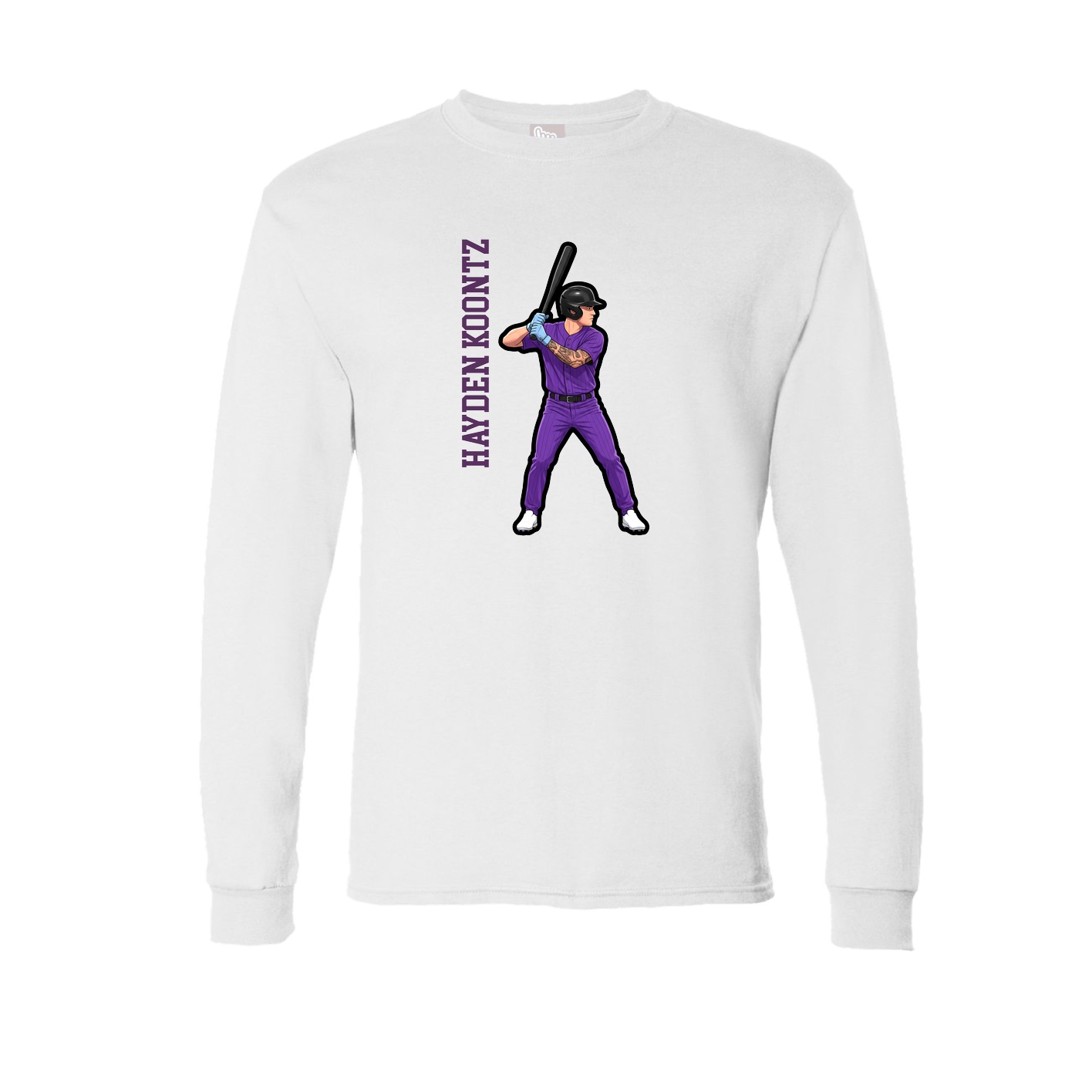 Long Sleeve Tee — Name Vertical in White