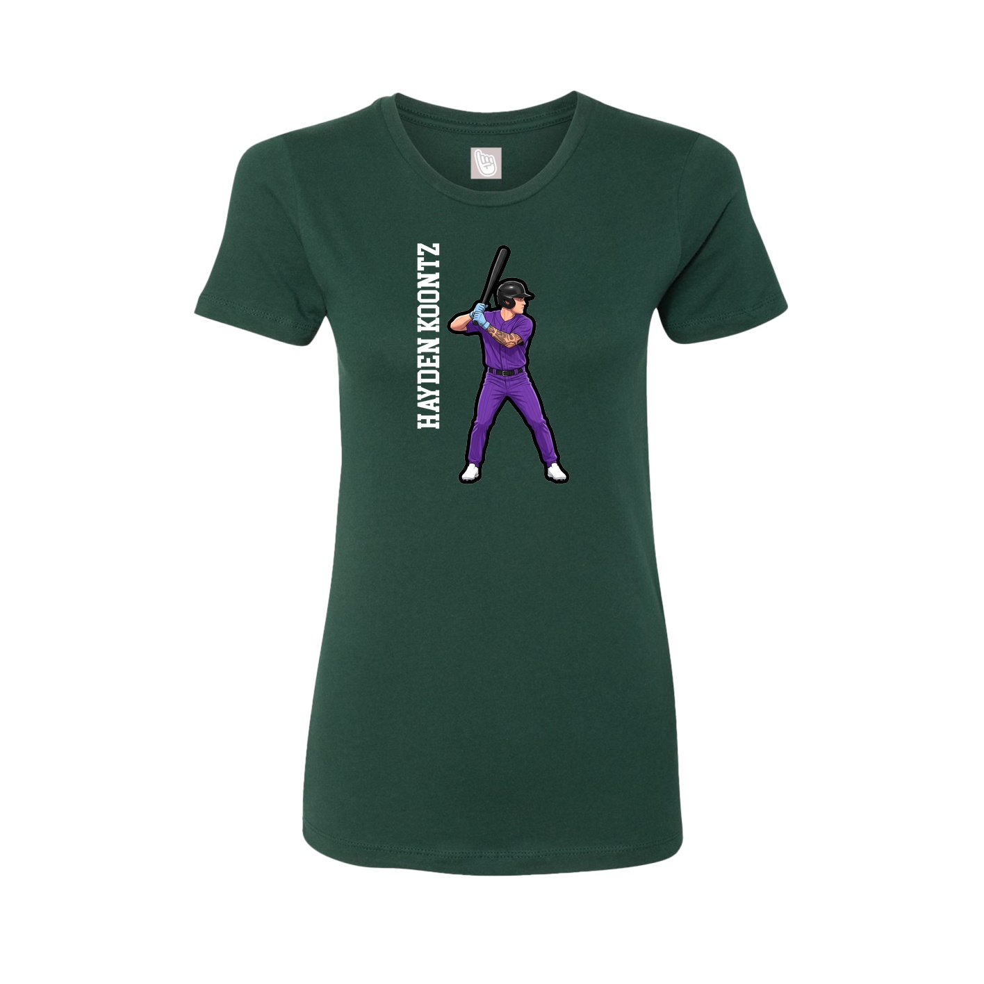 Fitted Women's Tee — Name Vertical in Green