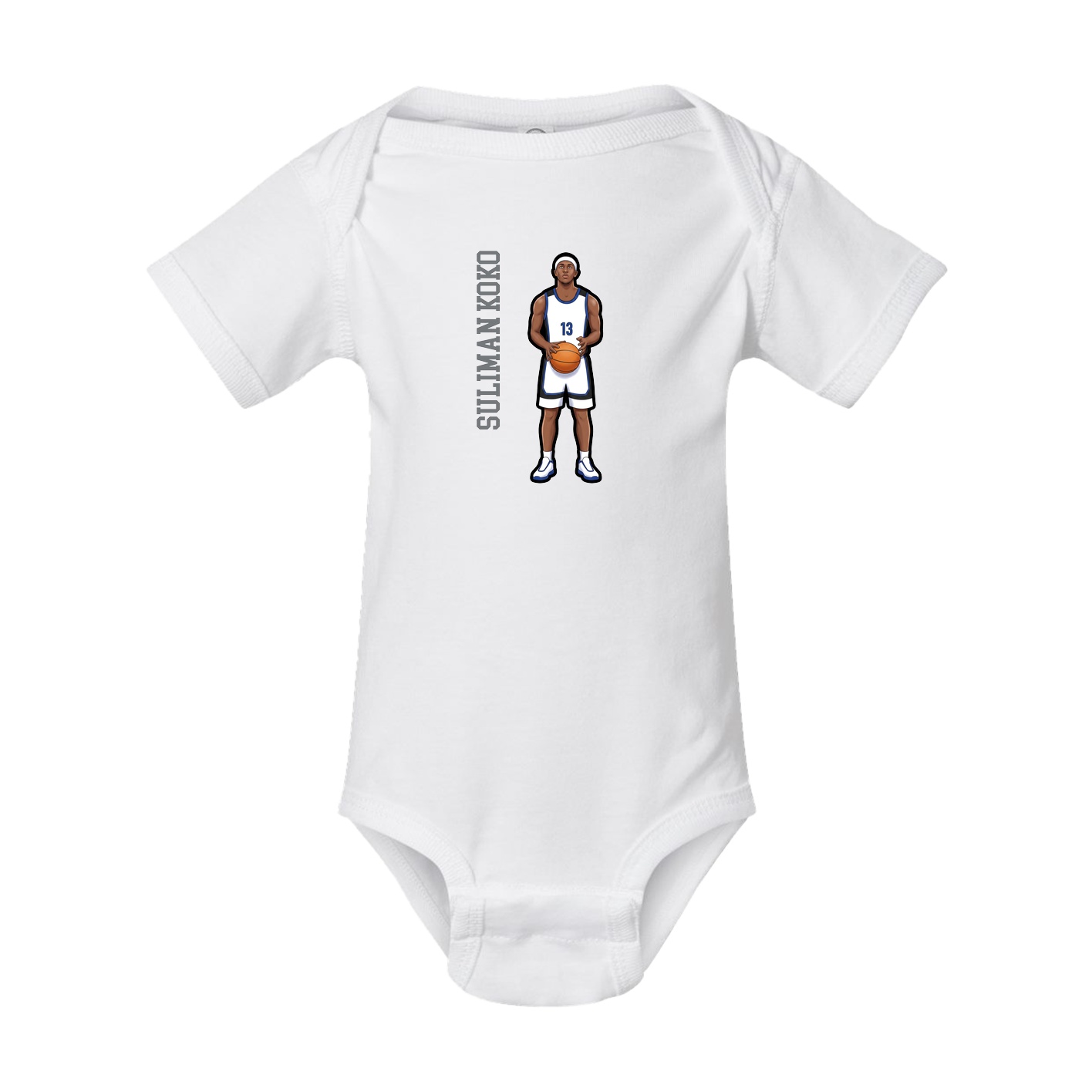 Baby Onesie — Name Vertical in White