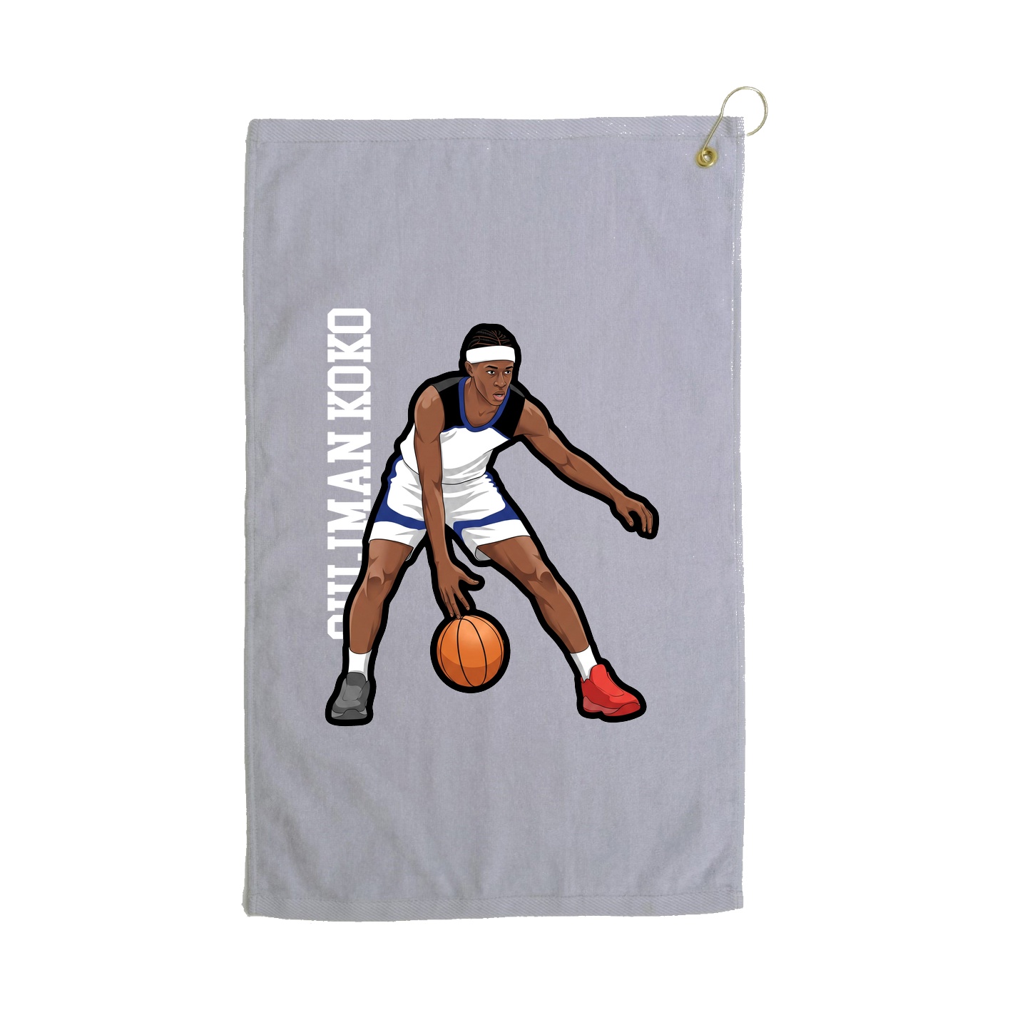 Golf Towel — Name Vertical in Grey