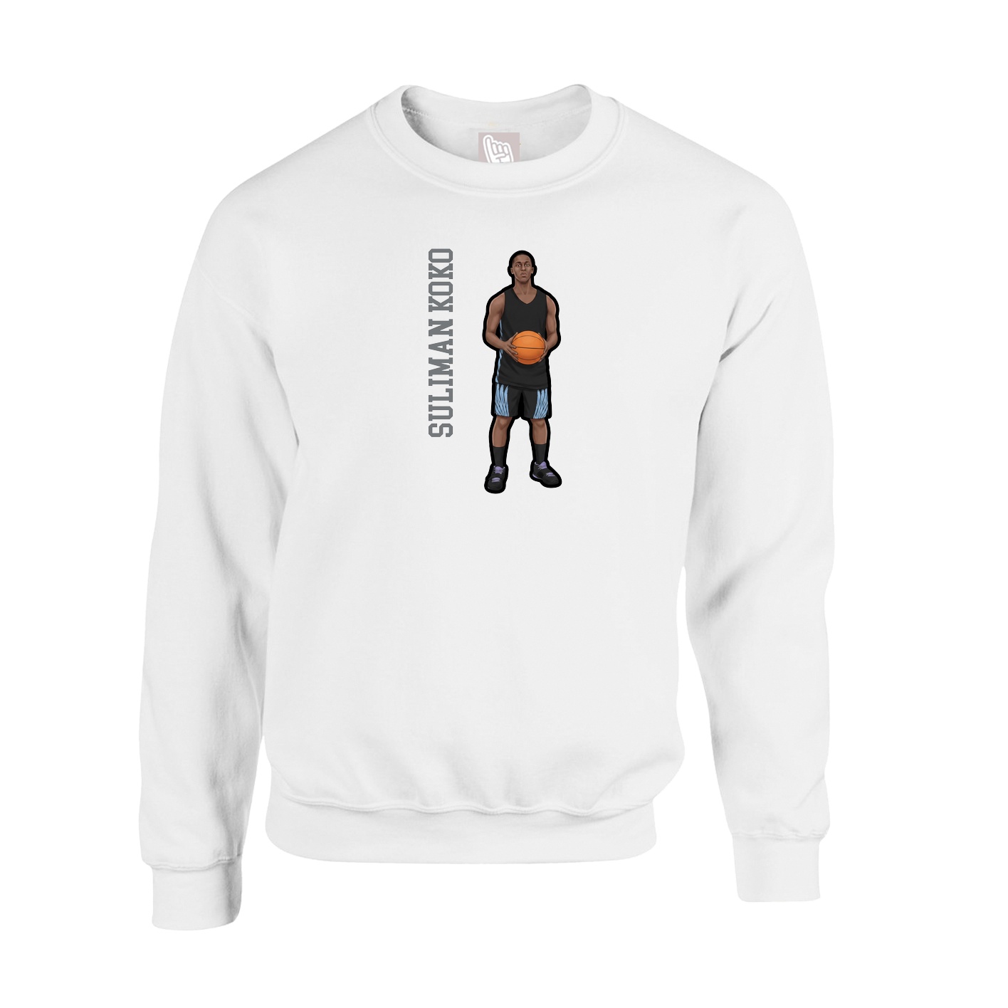 Fleece Crew — Name Vertical in White