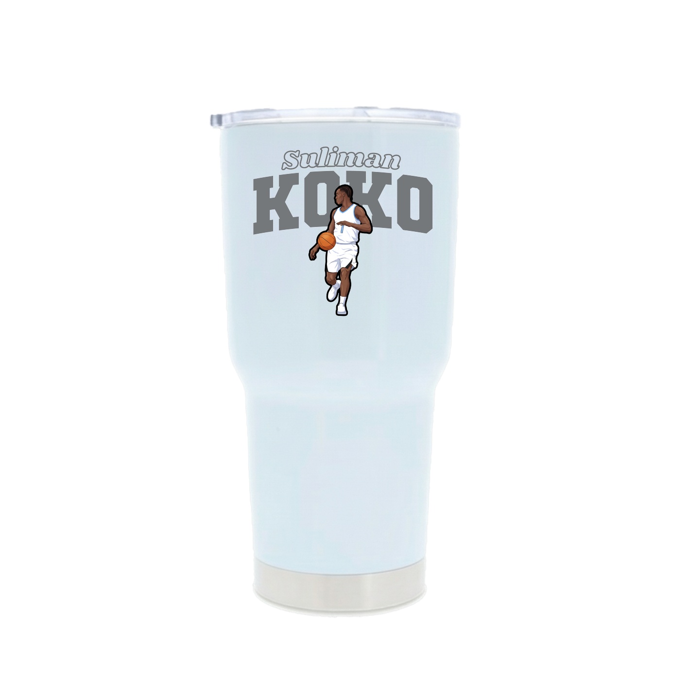 30oz Stainless Steel Tumbler — Name Arch in White