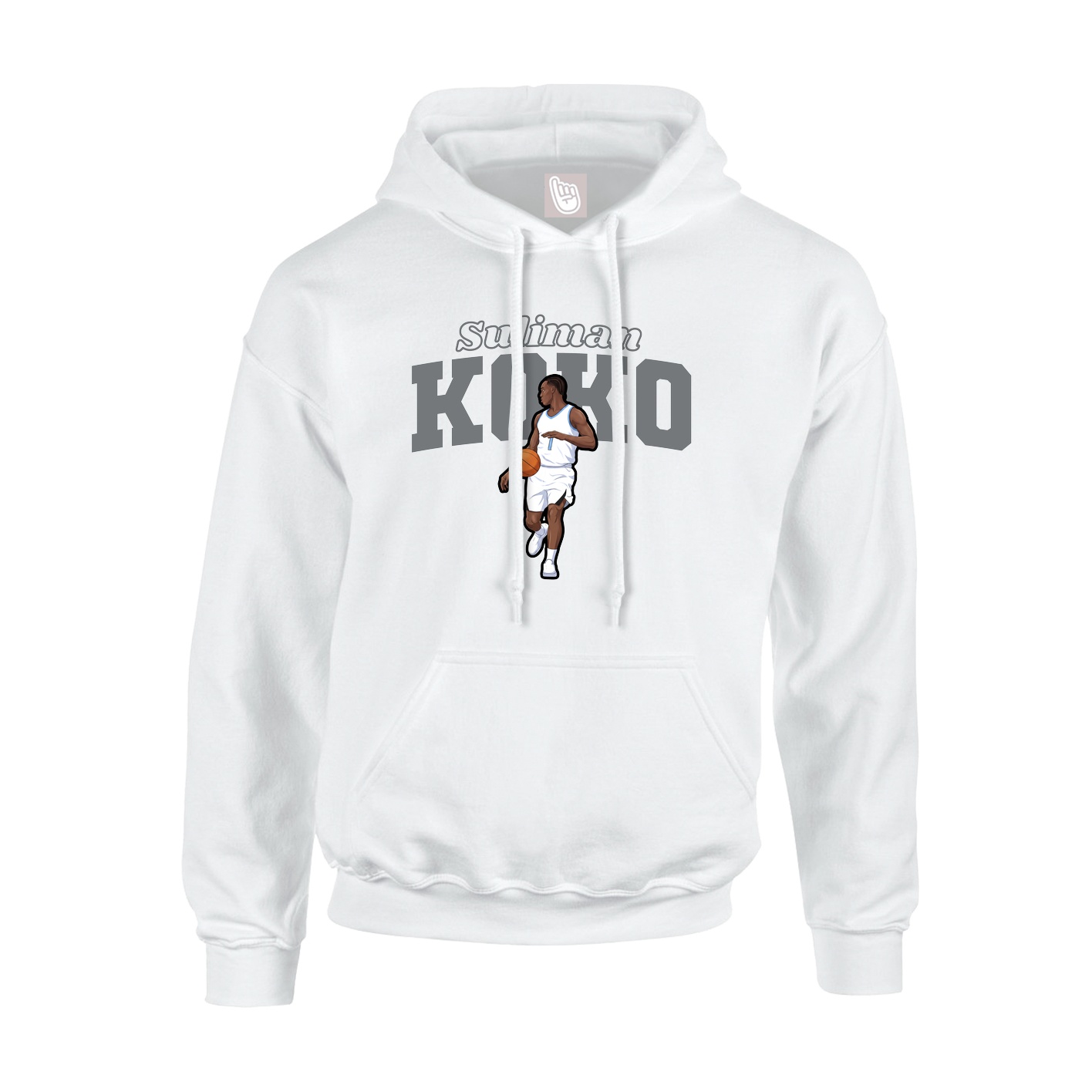 Youth Hoodie — Name Arch in White