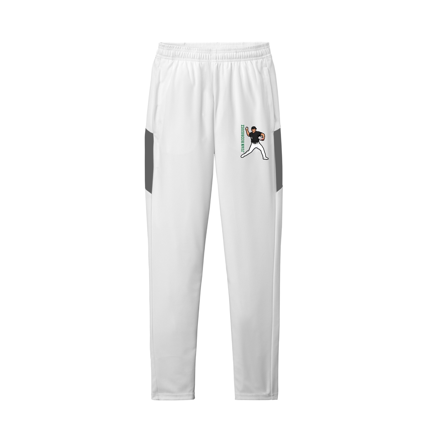 Team Travel Pant — Name Vertical in White/Grey