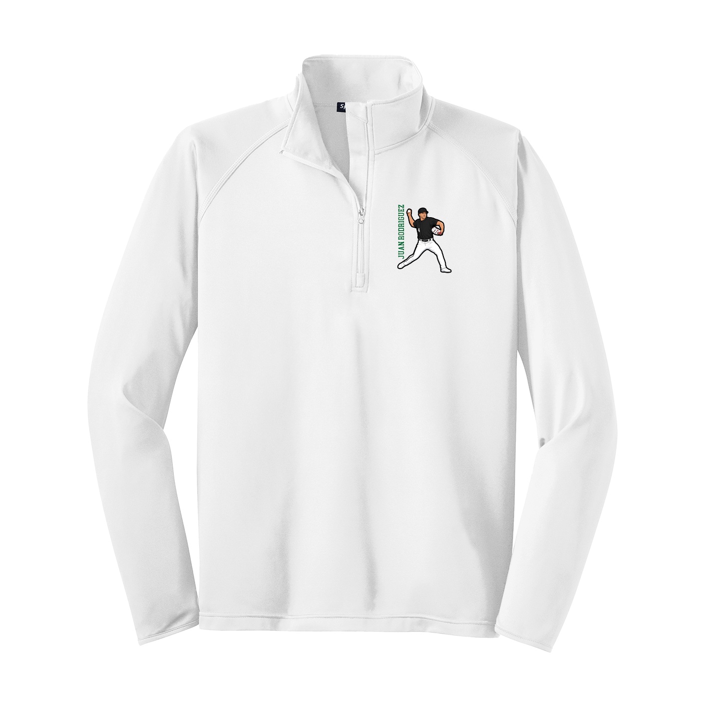 Q-Zip Pullover — Name Vertical in White