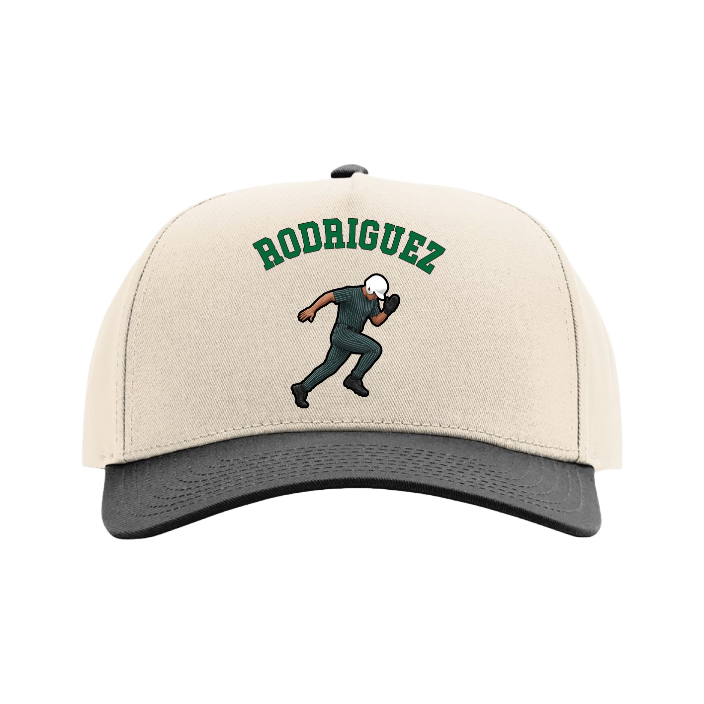 Full Fabric Five-Panel Champ Cap — Shirsey Arch in Cream/Black
