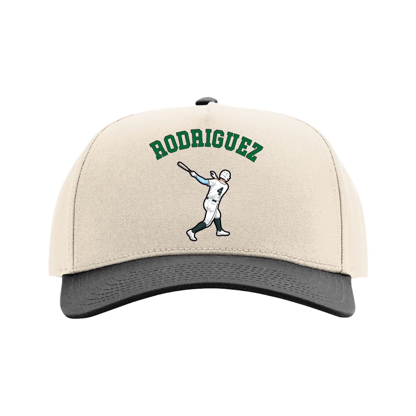 Full Fabric Five-Panel Champ Cap — Shirsey Arch in Cream/Black